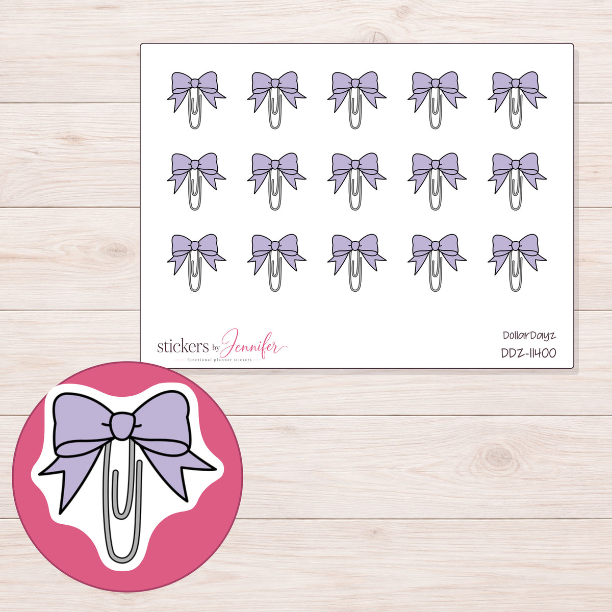DDZ-11400 planner sticker sheet with enlarged sticker detail