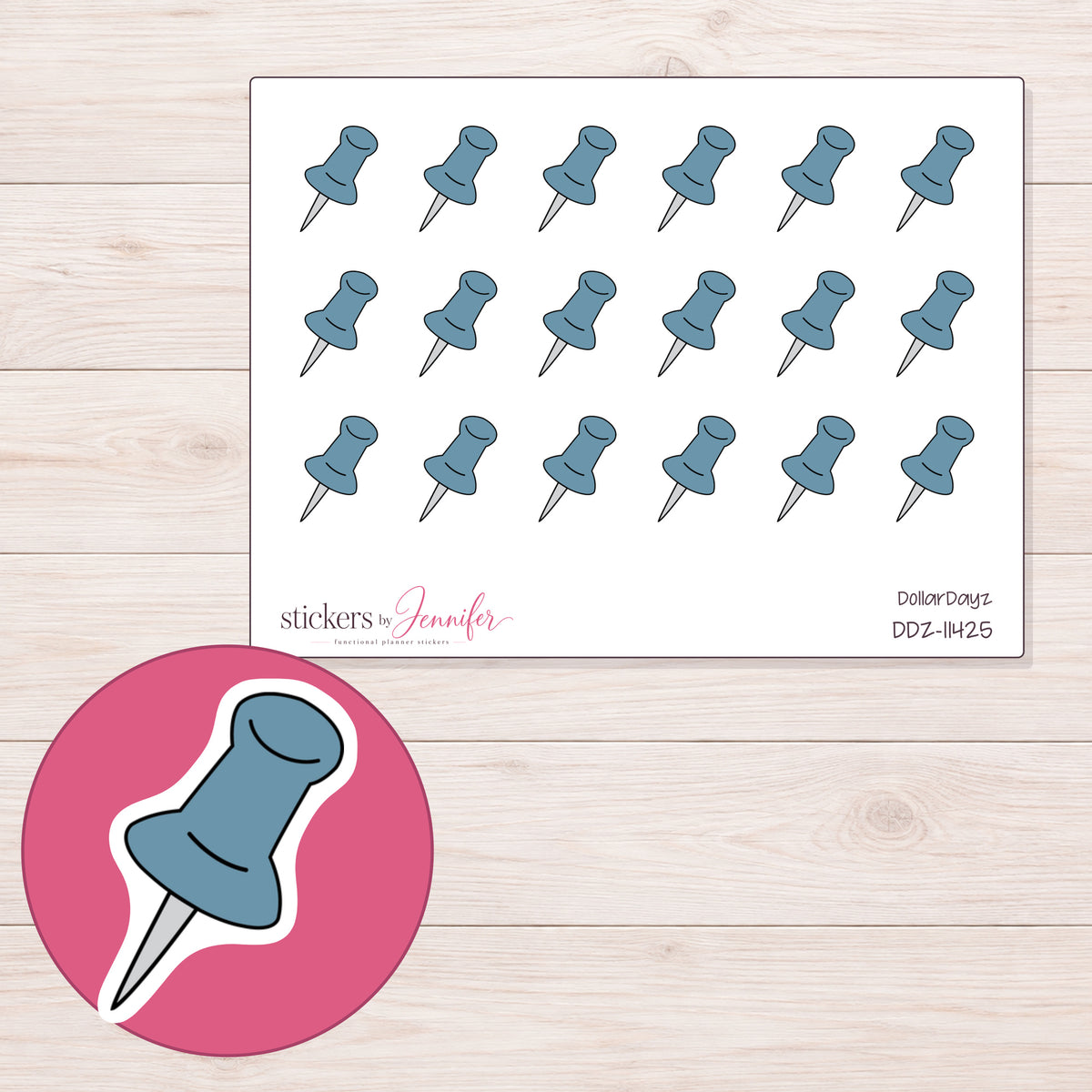 DDZ-11425 planner sticker sheet with enlarged sticker detail