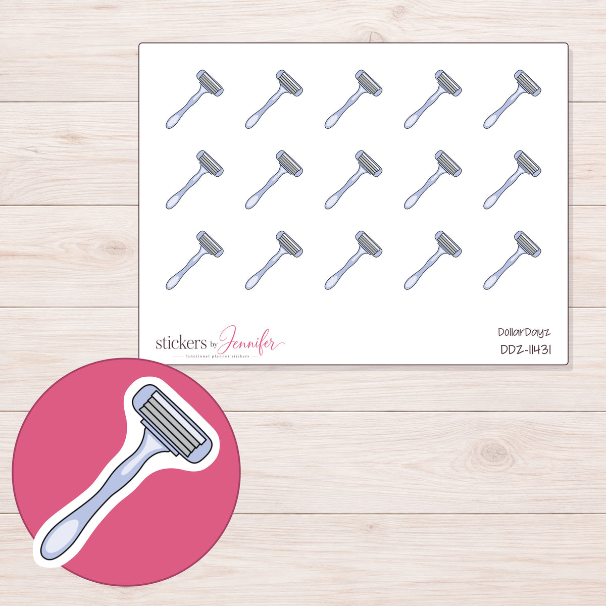 DDZ-11431 planner sticker sheet with enlarged sticker detail