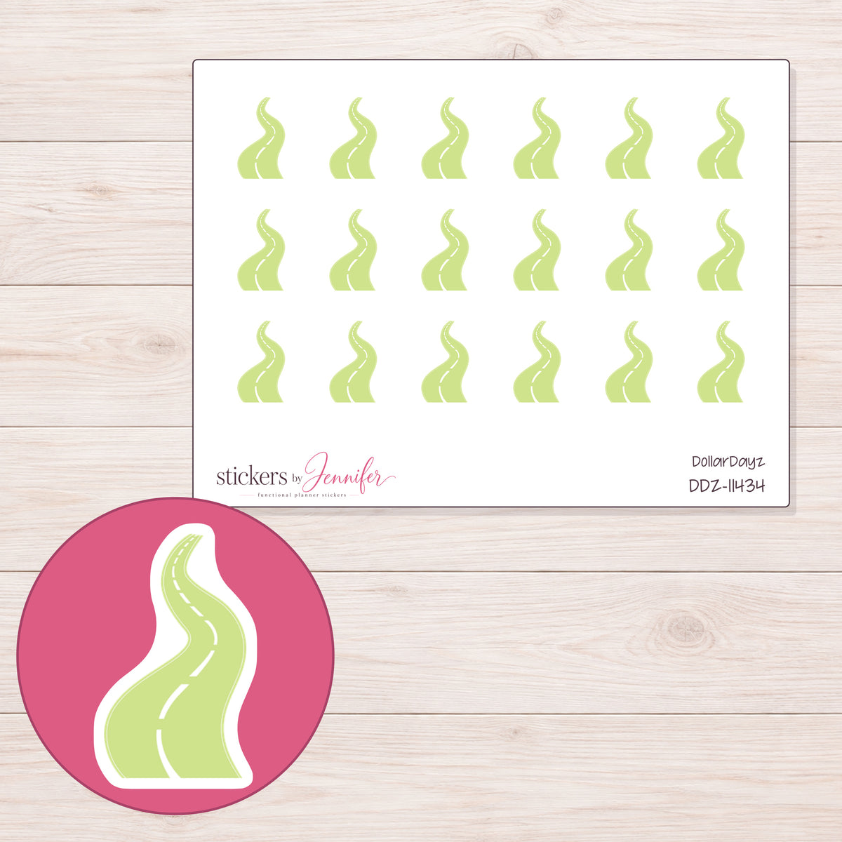 DDZ-11434 planner sticker sheet with enlarged sticker detail