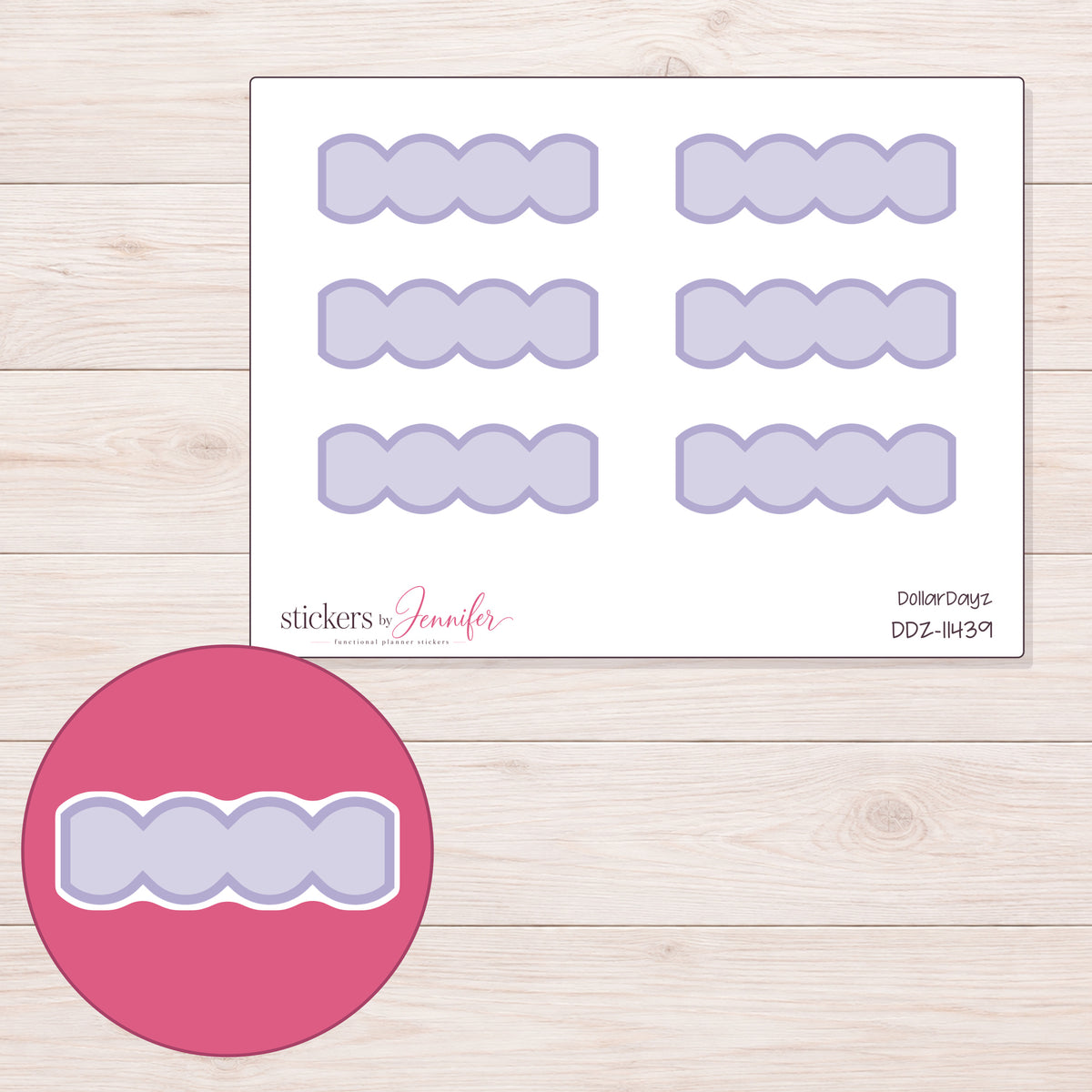 DDZ-11439 planner sticker sheet with enlarged sticker detail