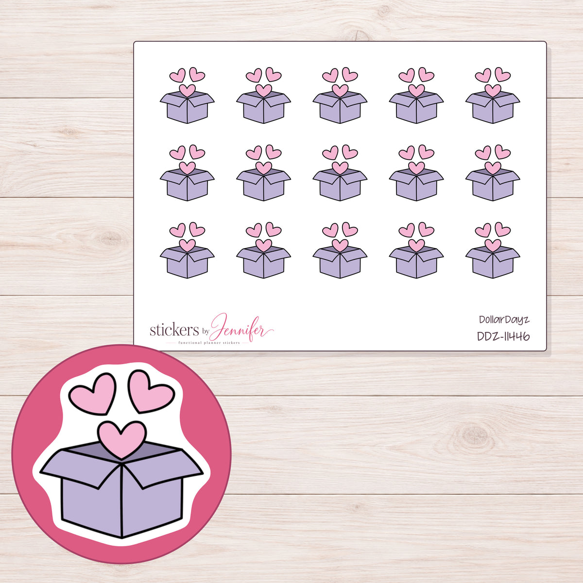DDZ-11446 planner sticker sheet with enlarged sticker detail