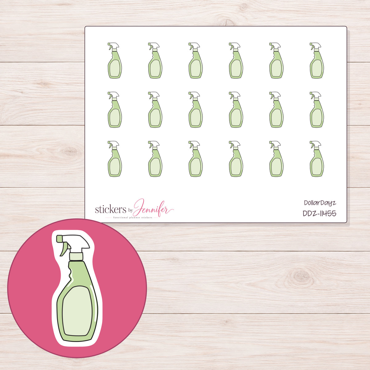 DDZ-11455 planner sticker sheet with enlarged sticker detail