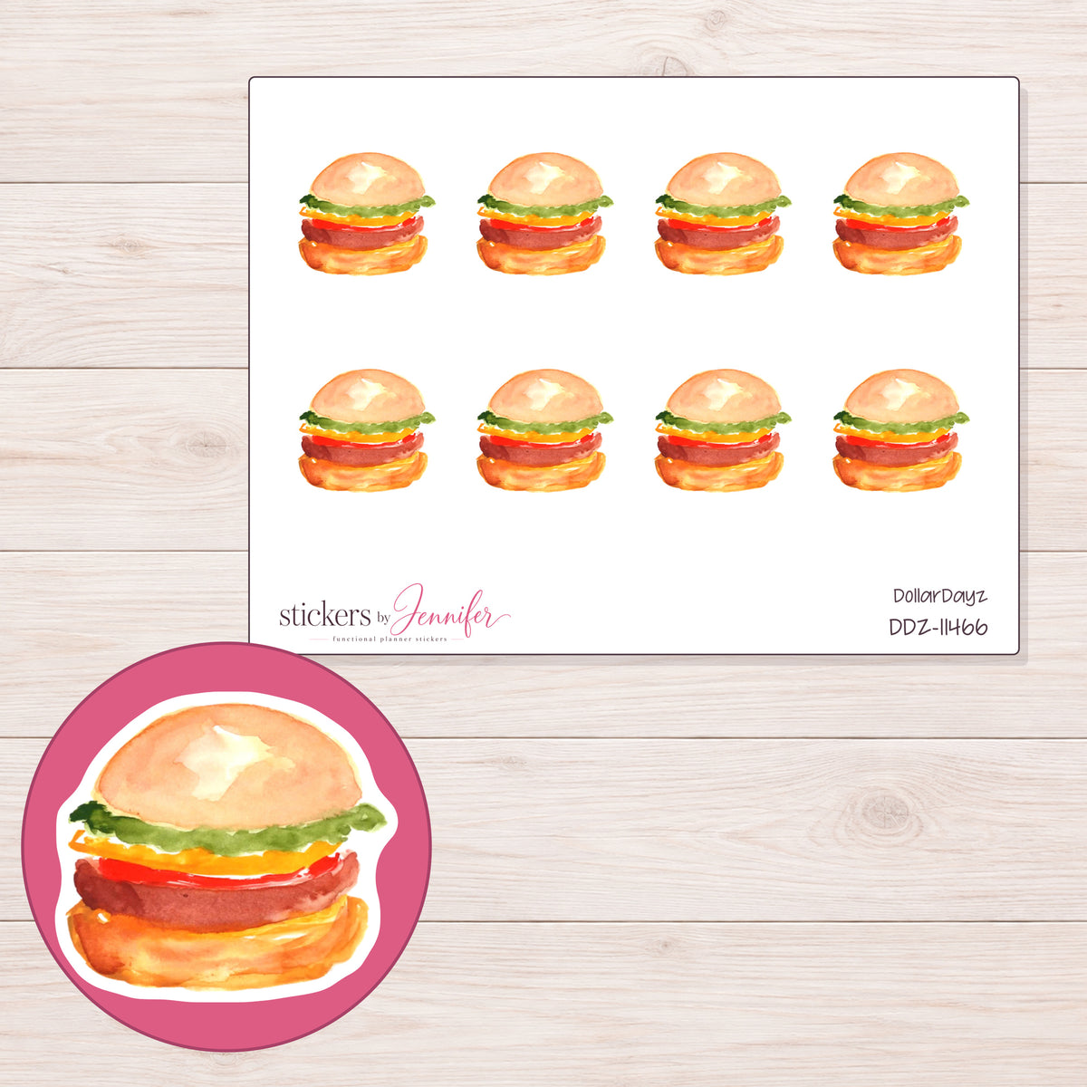 DDZ-11466 planner sticker sheet with enlarged sticker detail