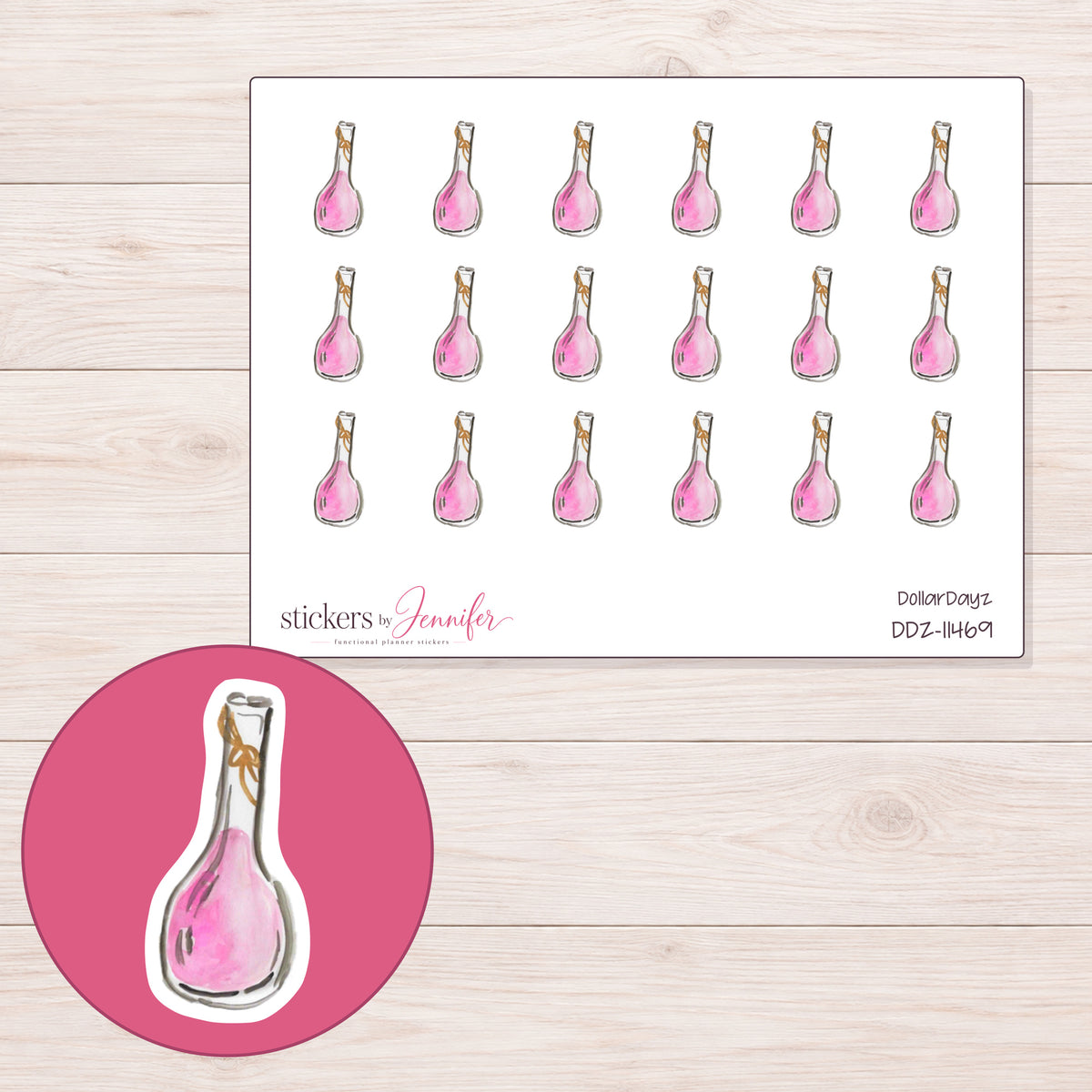 DDZ-11469 planner sticker sheet with enlarged sticker detail