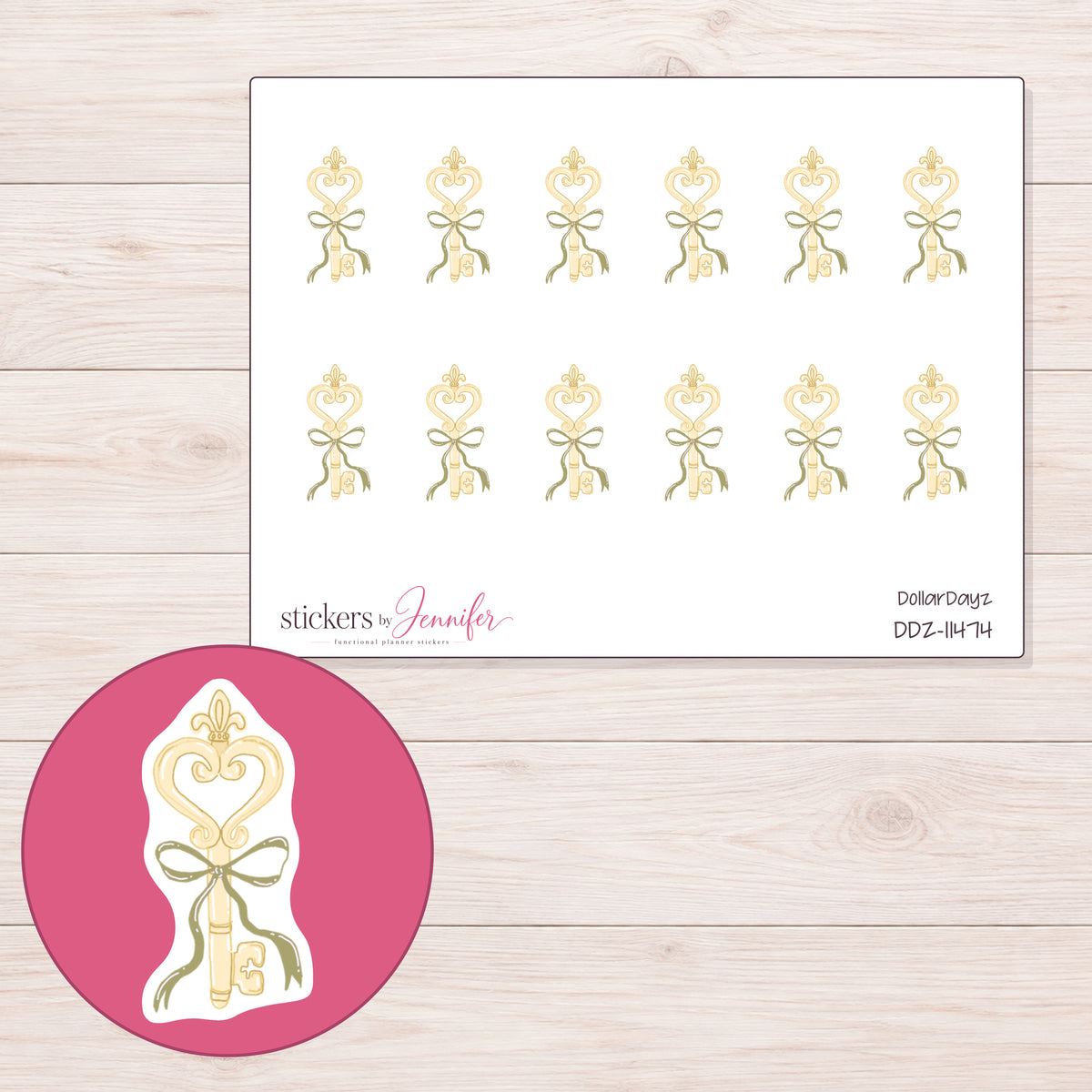 DDZ-11474 planner sticker sheet with enlarged sticker detail