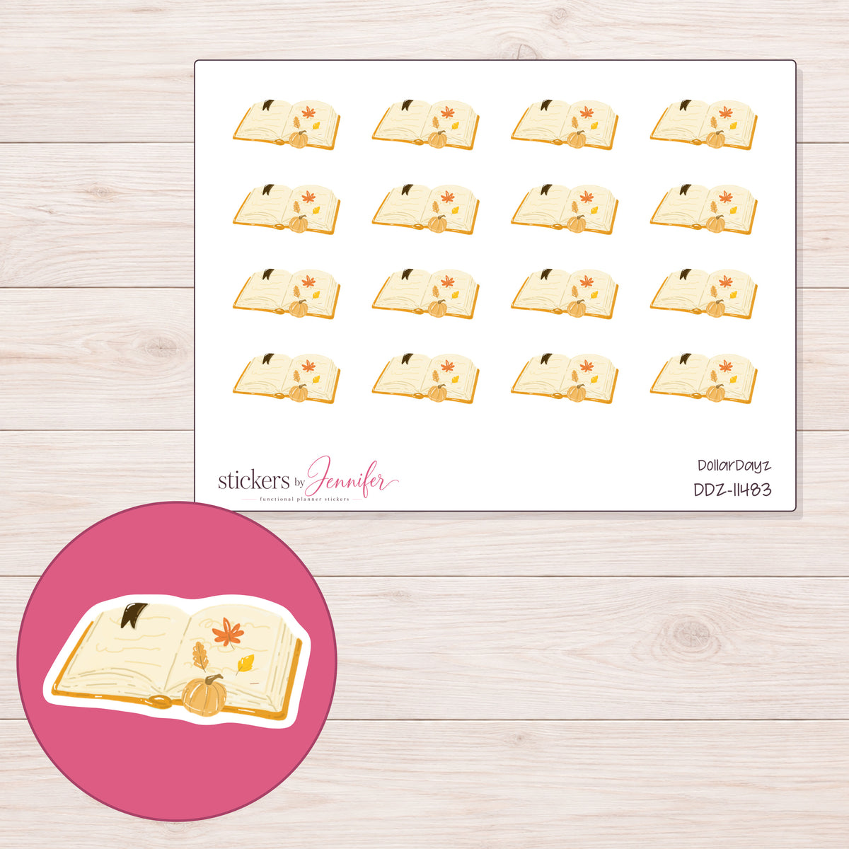 DDZ-11483 planner sticker sheet with enlarged sticker detail