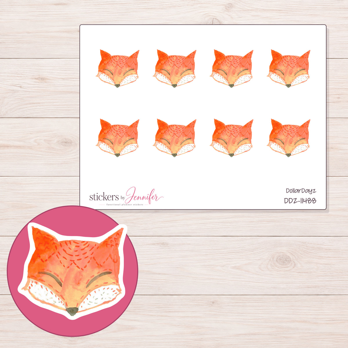 DDZ-11488 planner sticker sheet with enlarged sticker detail