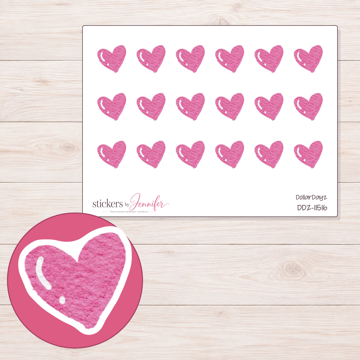 DDZ-11516 planner sticker sheet with enlarged sticker detail