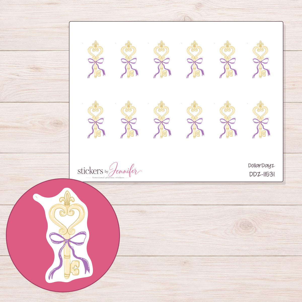 DDZ-11531 planner sticker sheet with enlarged sticker detail