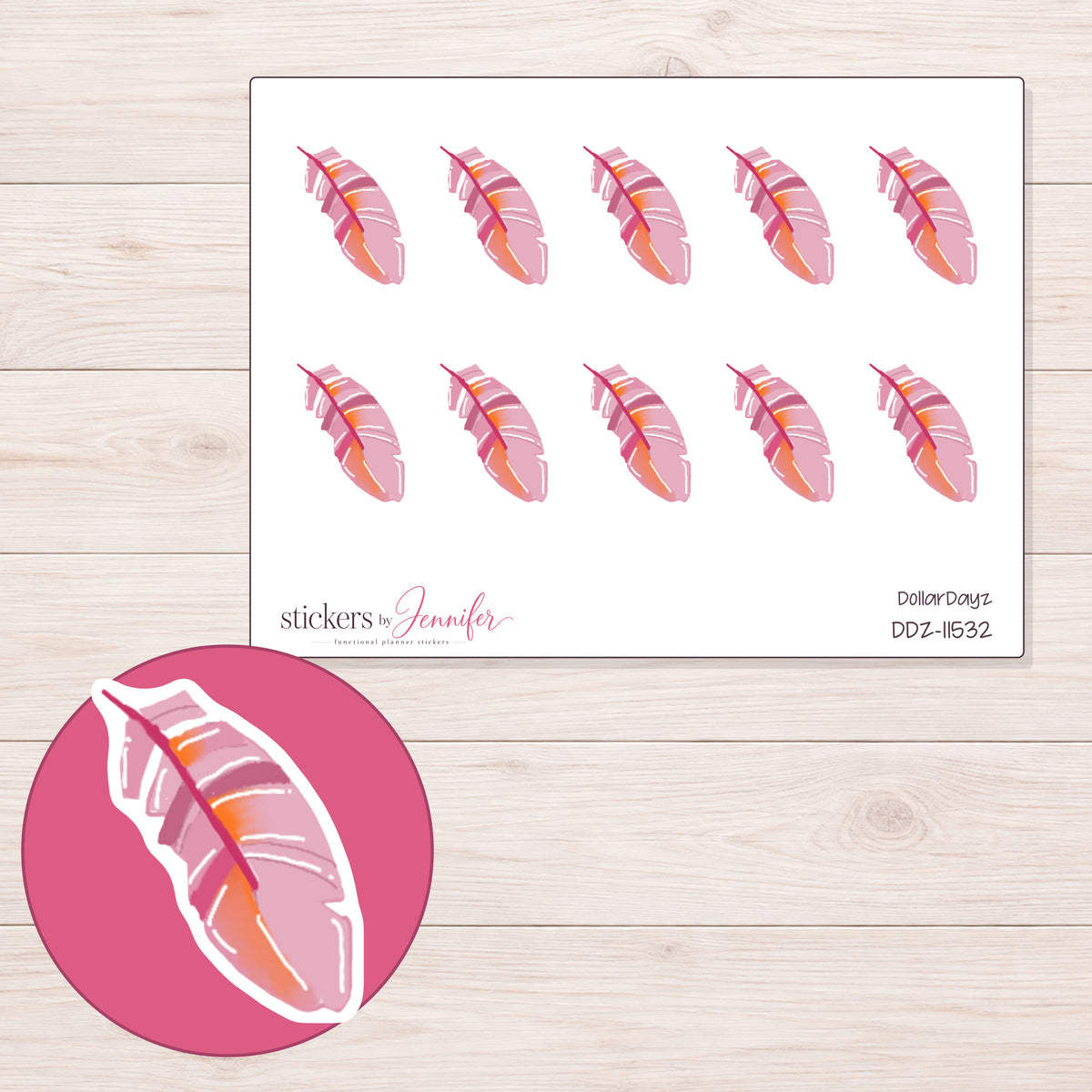 DDZ-11532 planner sticker sheet with enlarged sticker detail