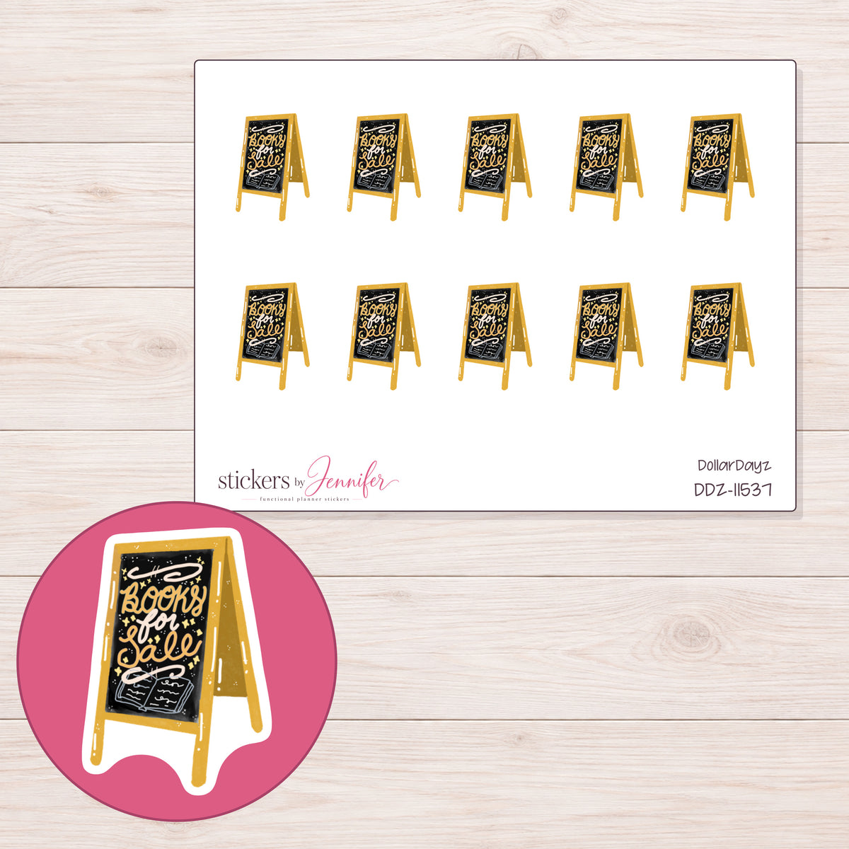 DDZ-11537 planner sticker sheet with enlarged sticker detail