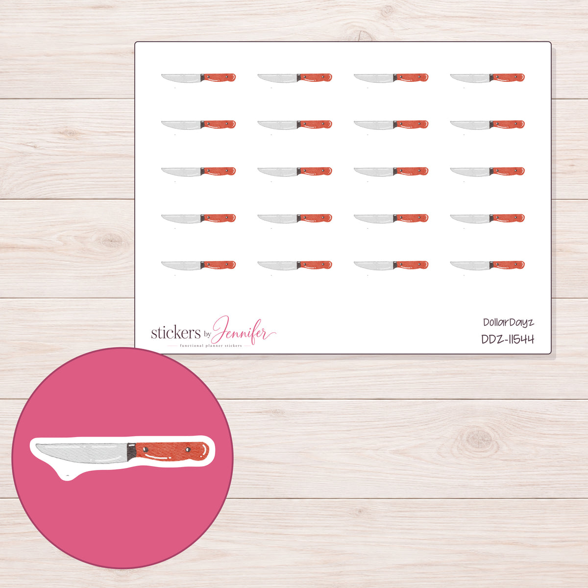 DDZ-11544 planner sticker sheet with enlarged sticker detail