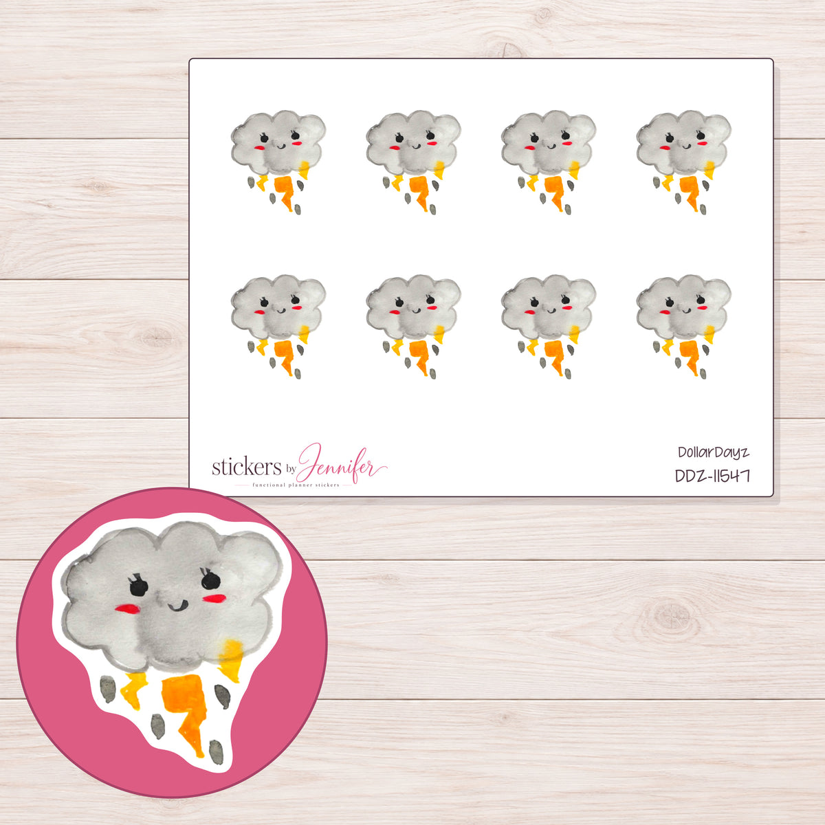 DDZ-11547 planner sticker sheet with enlarged sticker detail