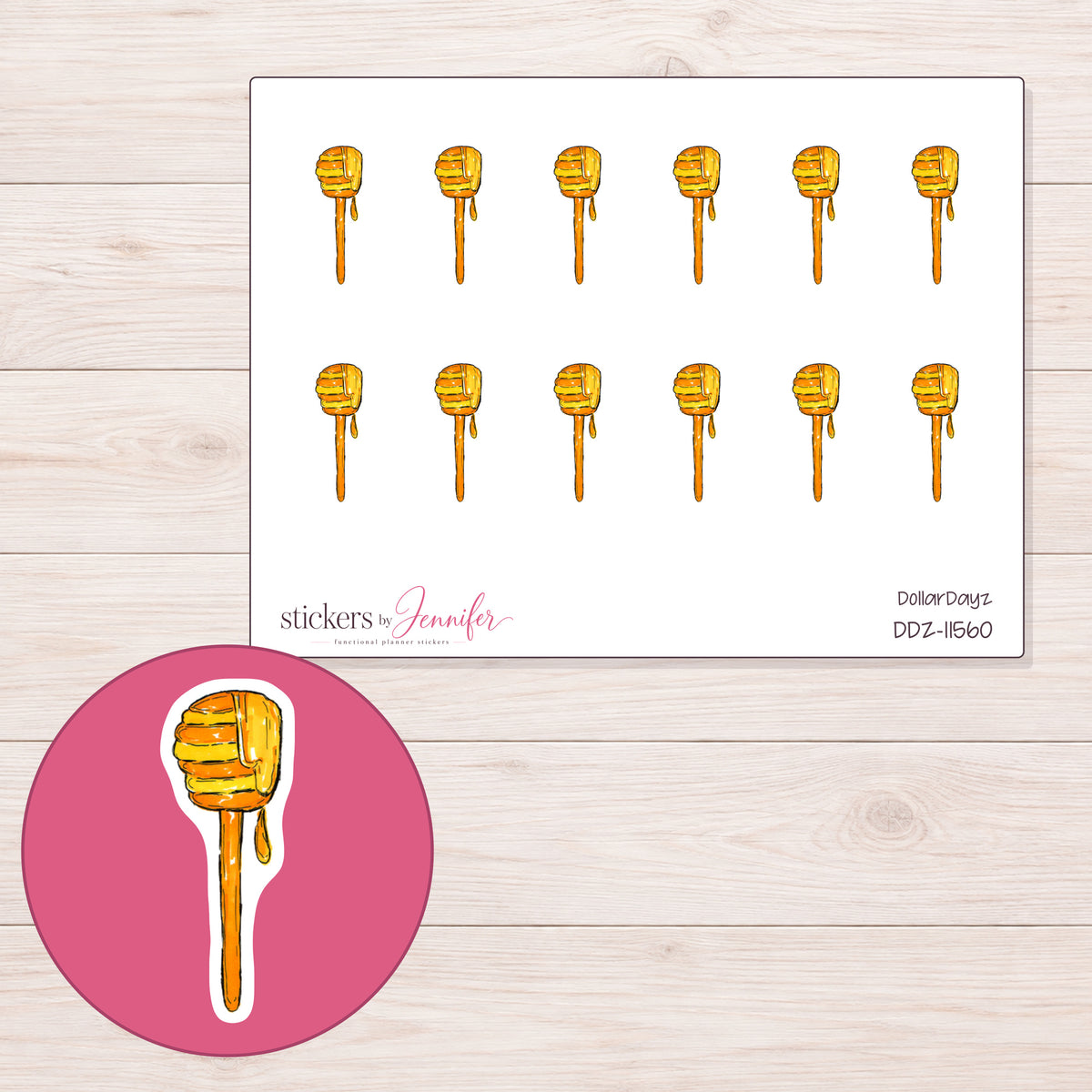 DDZ-11560 planner sticker sheet with enlarged sticker detail