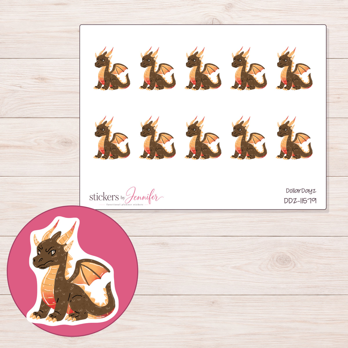 DDZ-11579 planner sticker sheet with enlarged sticker detail