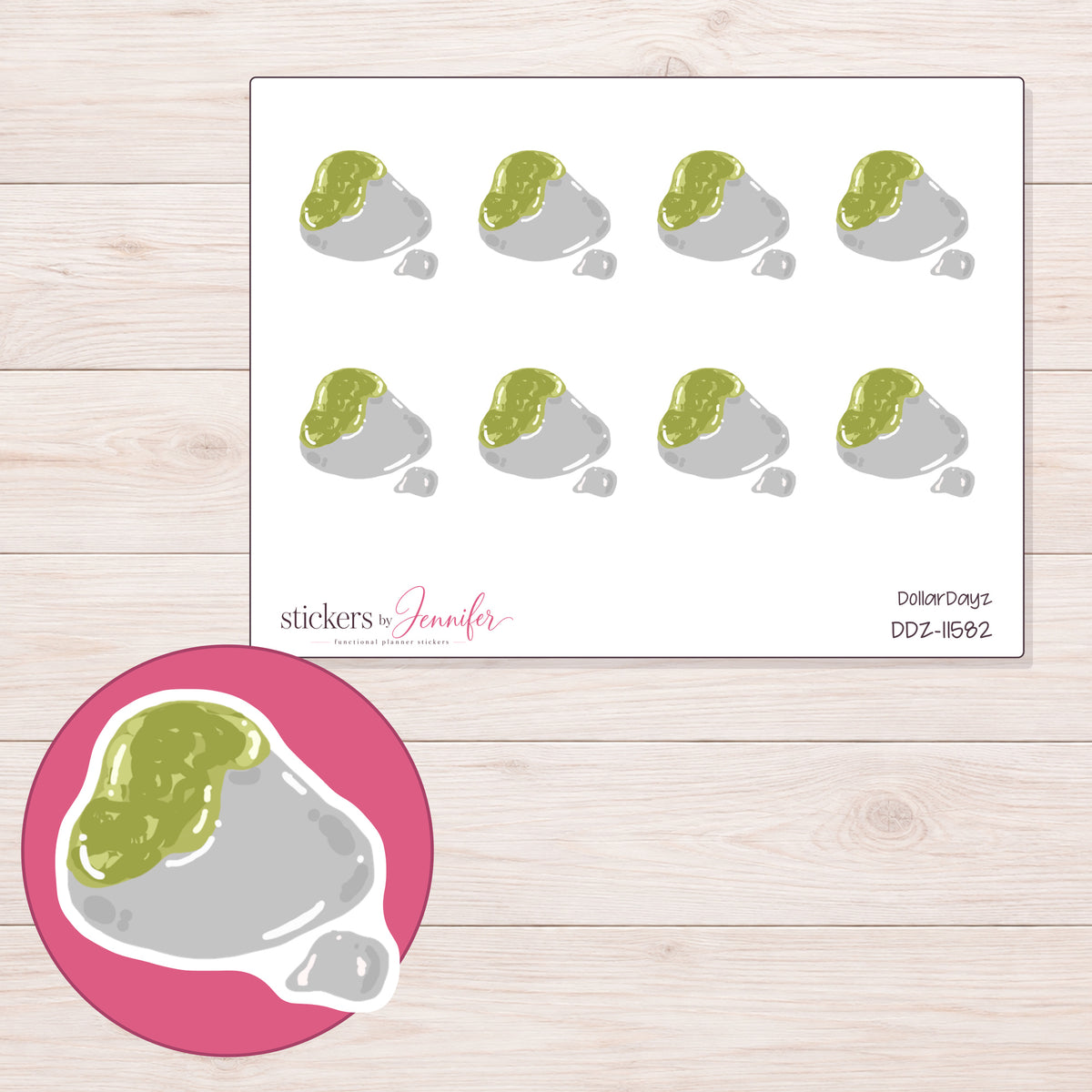 DDZ-11582 planner sticker sheet with enlarged sticker detail