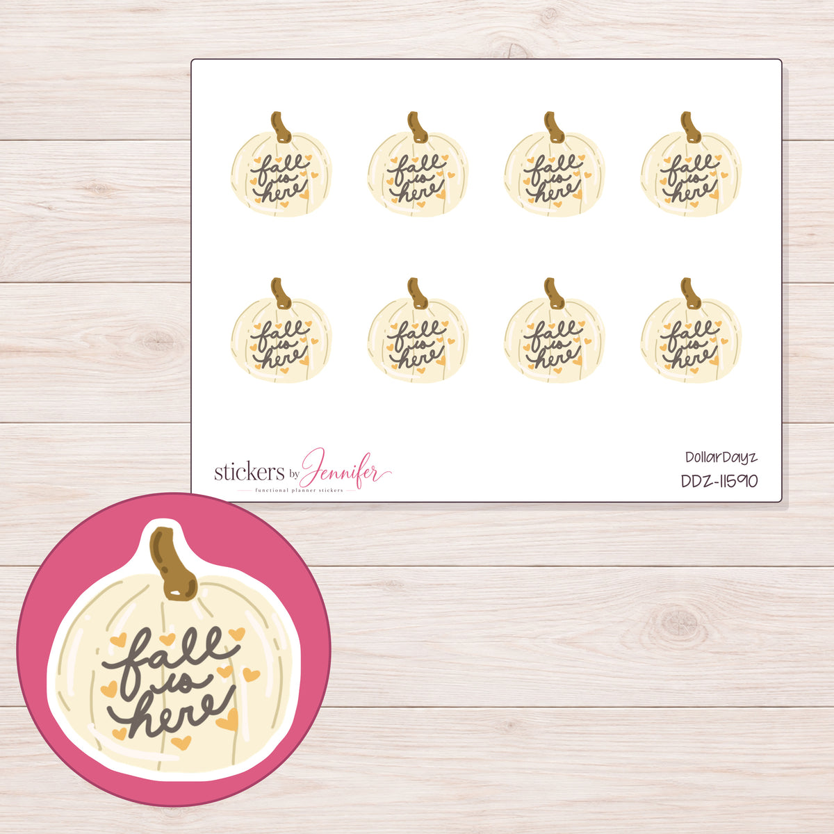 DDZ-11590 planner sticker sheet with enlarged sticker detail