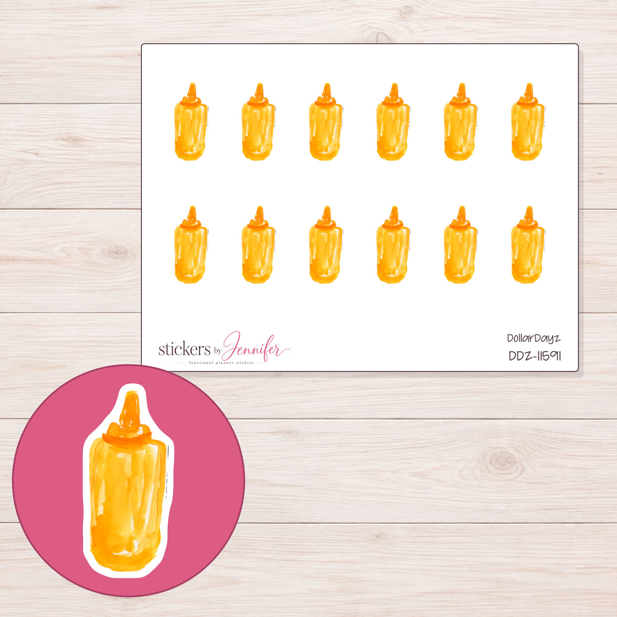 DDZ-11591 planner sticker sheet with enlarged sticker detail