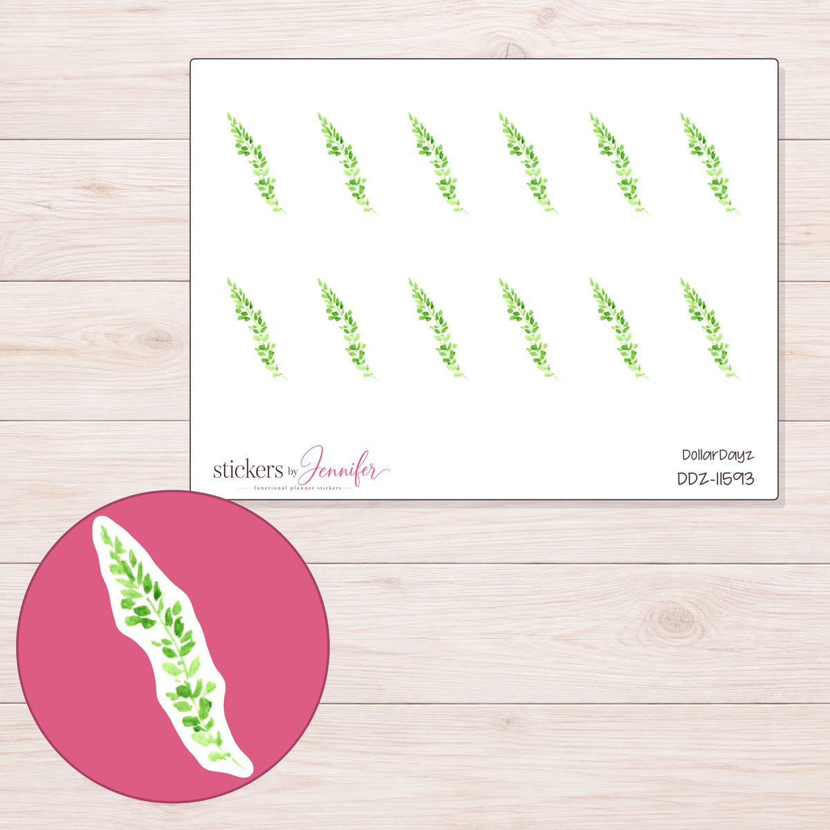 DDZ-11593 planner sticker sheet with enlarged sticker detail