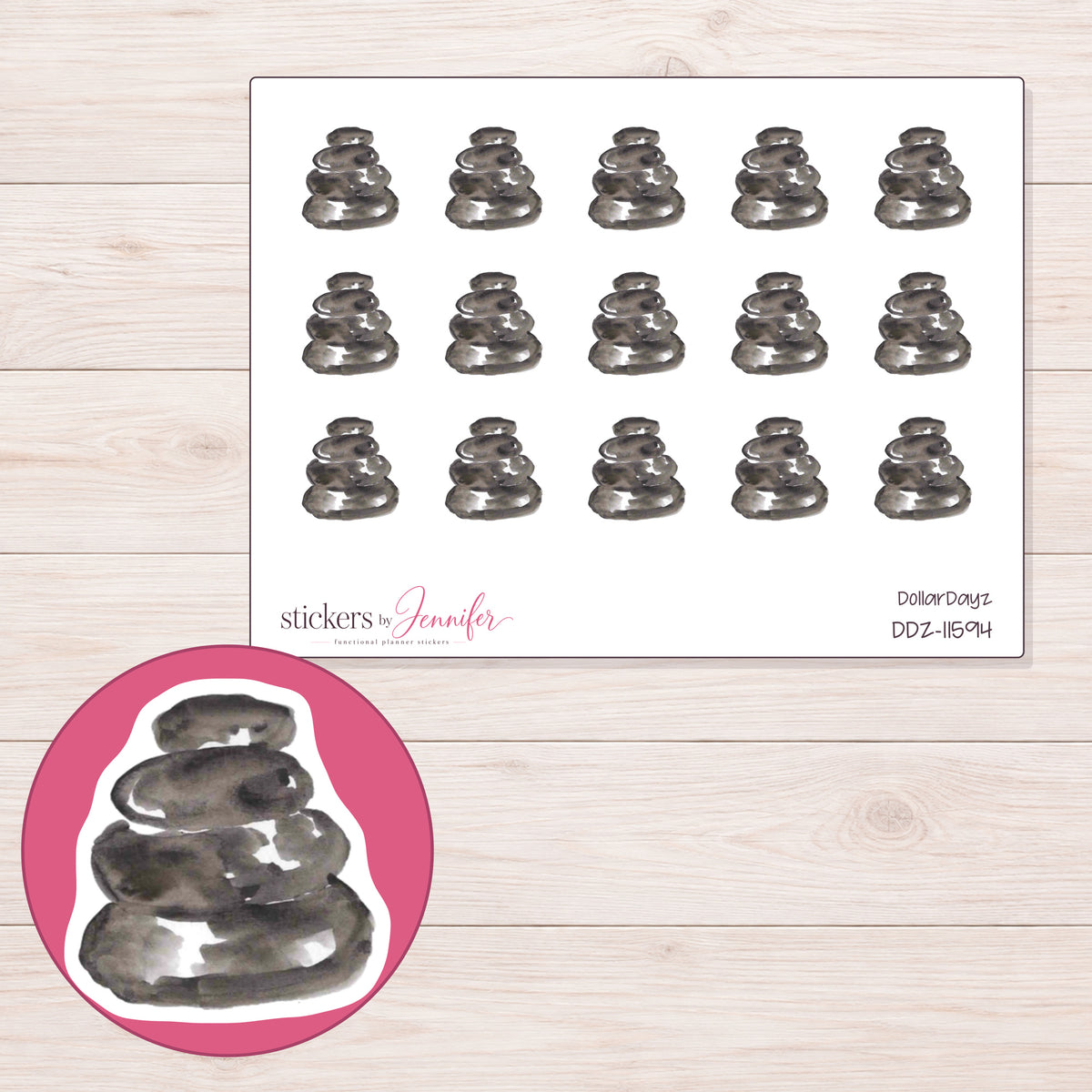 DDZ-11594 planner sticker sheet with enlarged sticker detail