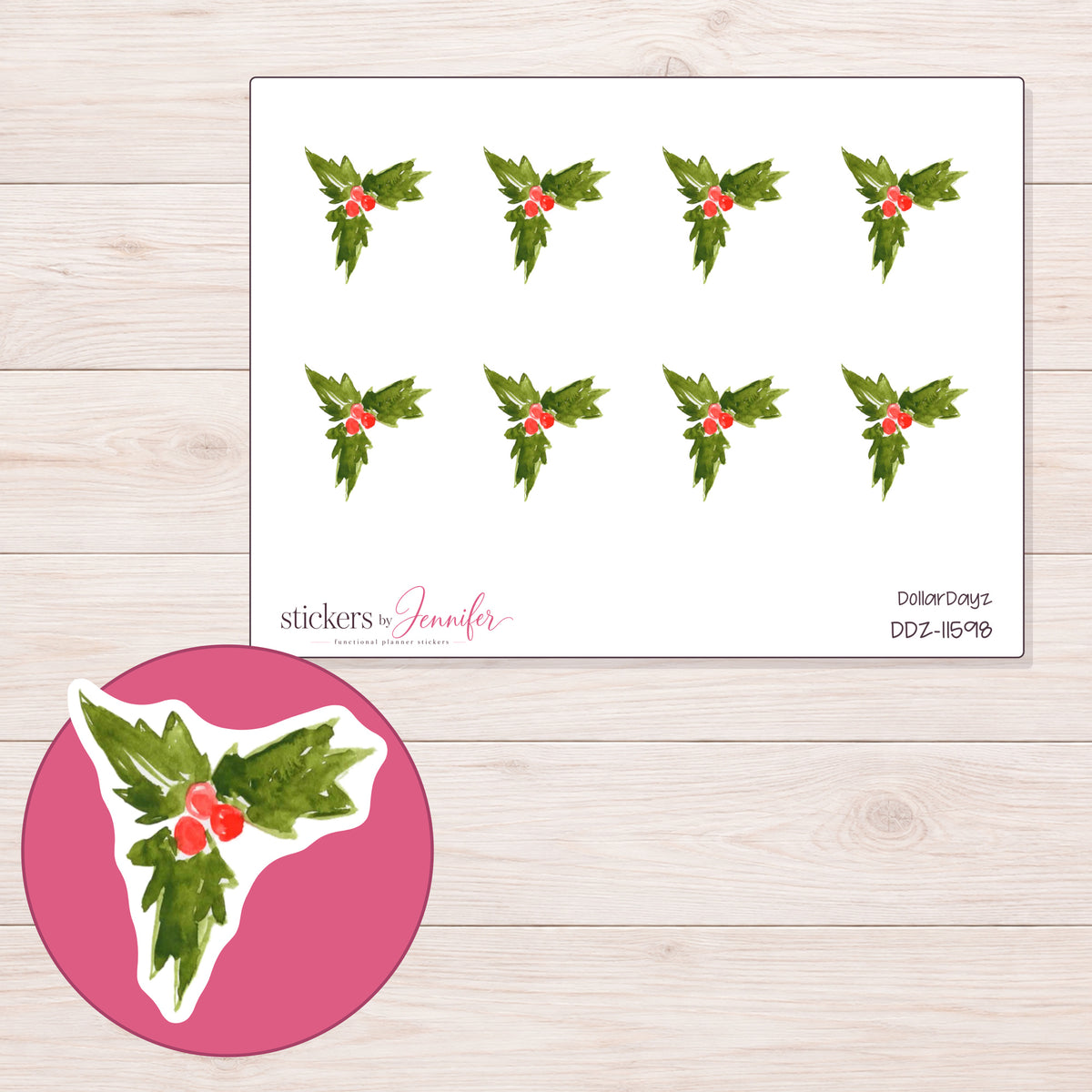 DDZ-11598 planner sticker sheet with enlarged sticker detail