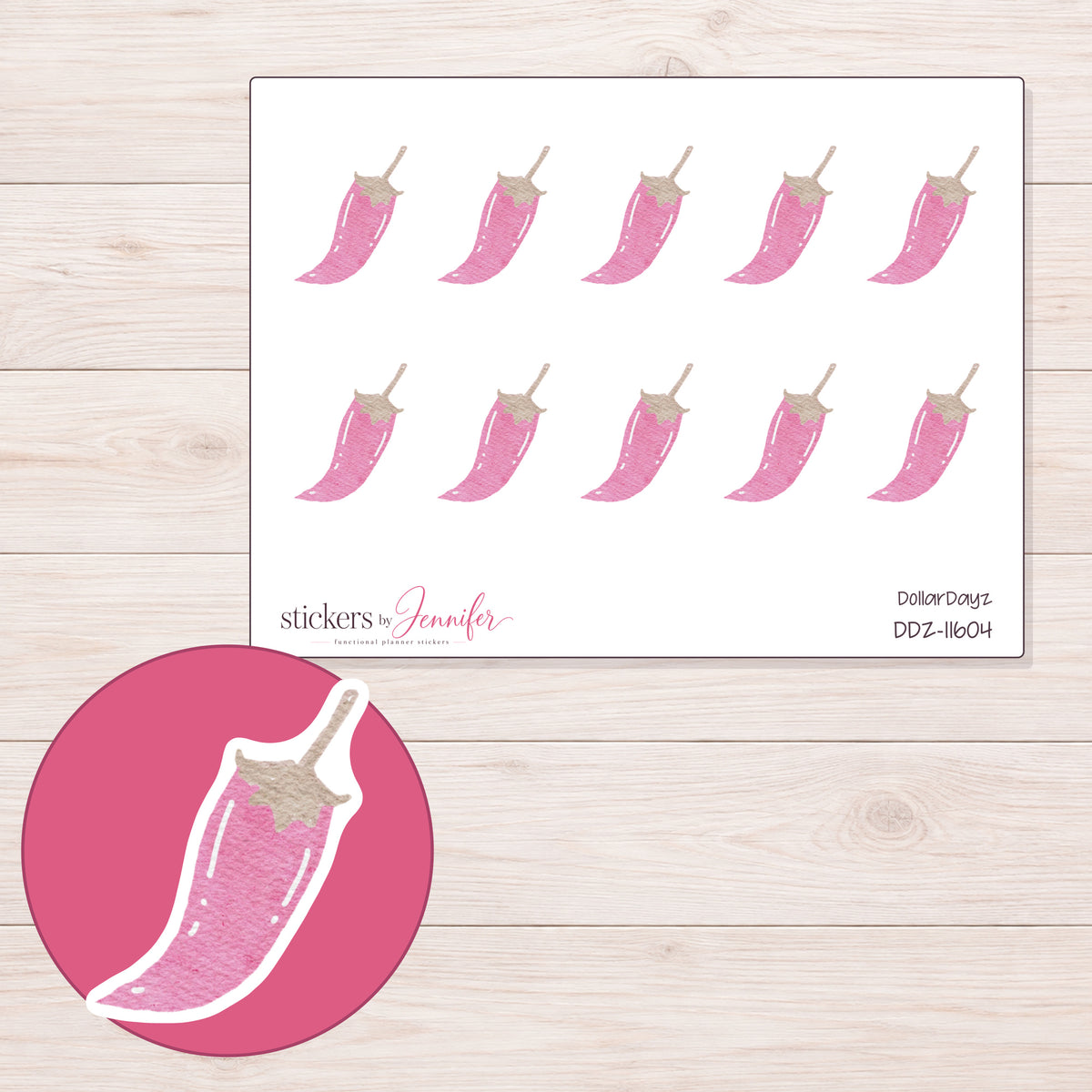 DDZ-11604 planner sticker sheet with enlarged sticker detail