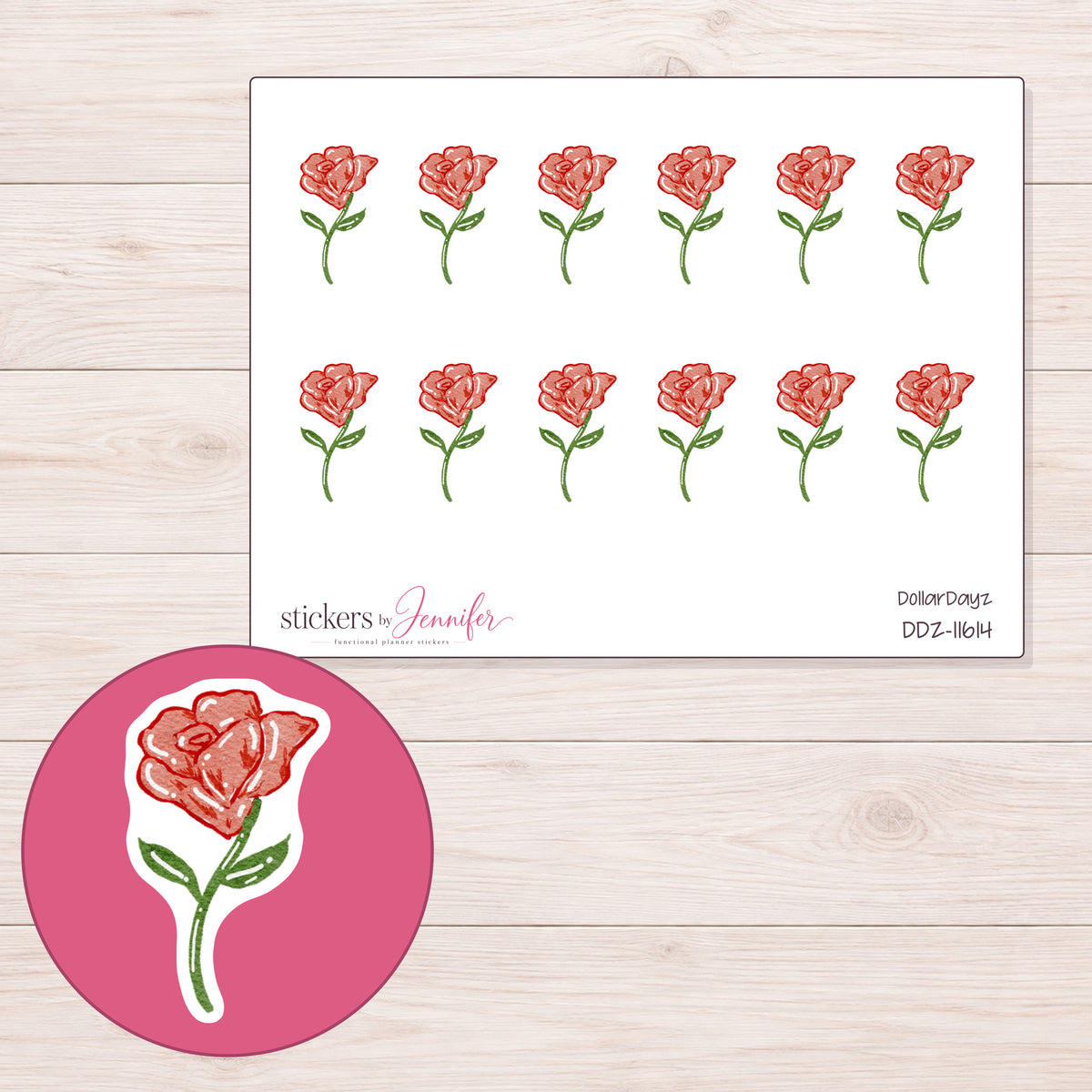 DDZ-11614 planner sticker sheet with enlarged sticker detail