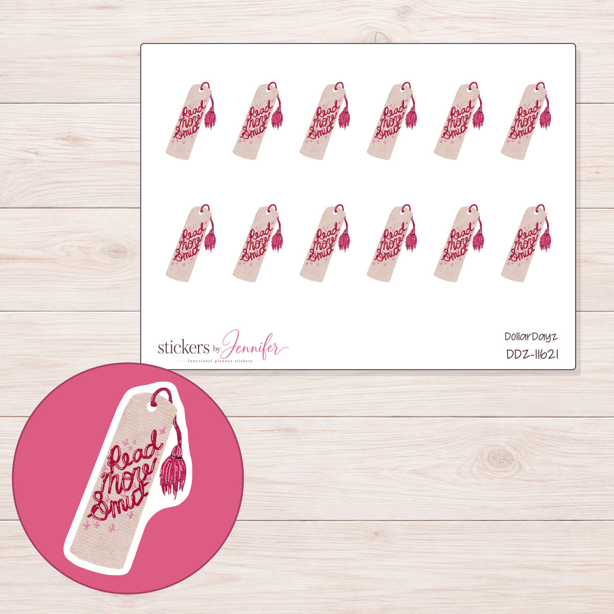 DDZ-11621 planner sticker sheet with enlarged sticker detail