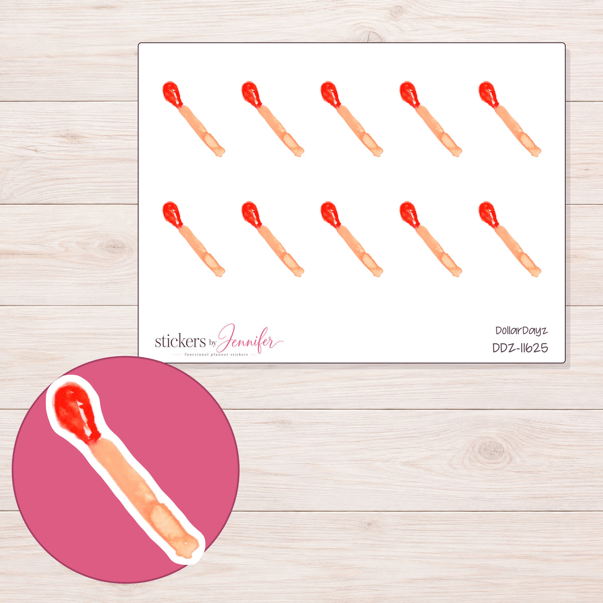 DDZ-11625 planner sticker sheet with enlarged sticker detail