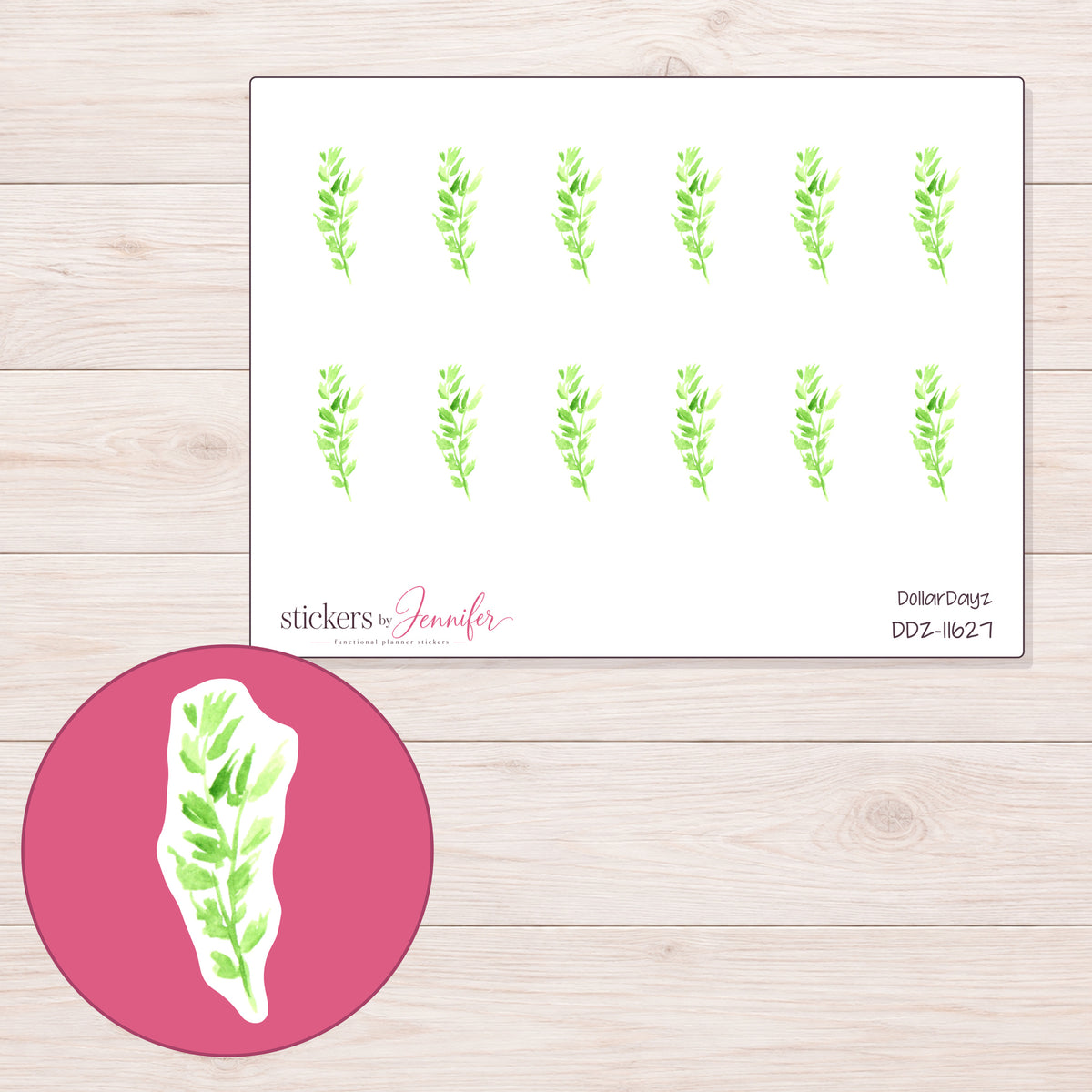 DDZ-11627 planner sticker sheet with enlarged sticker detail