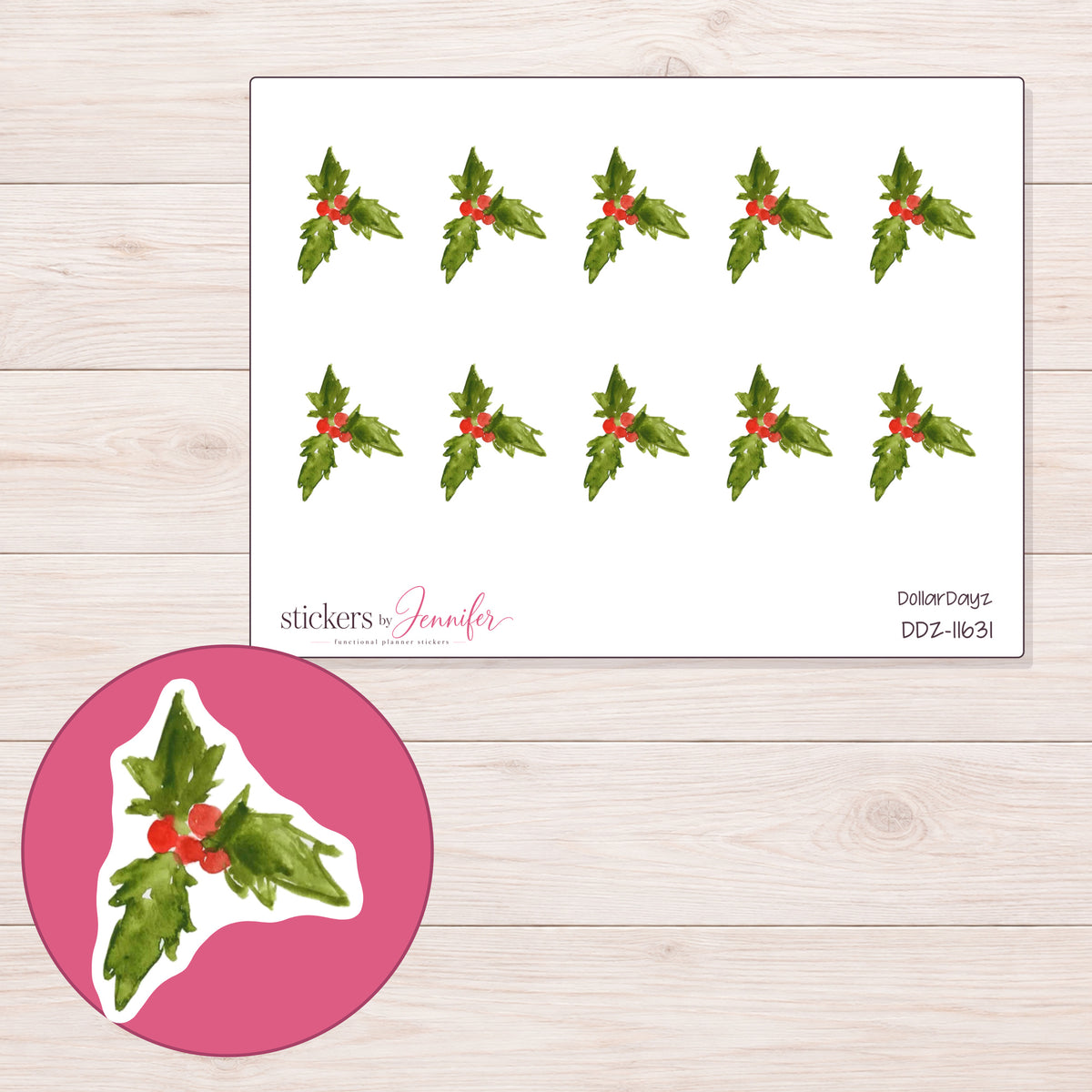 DDZ-11631 planner sticker sheet with enlarged sticker detail