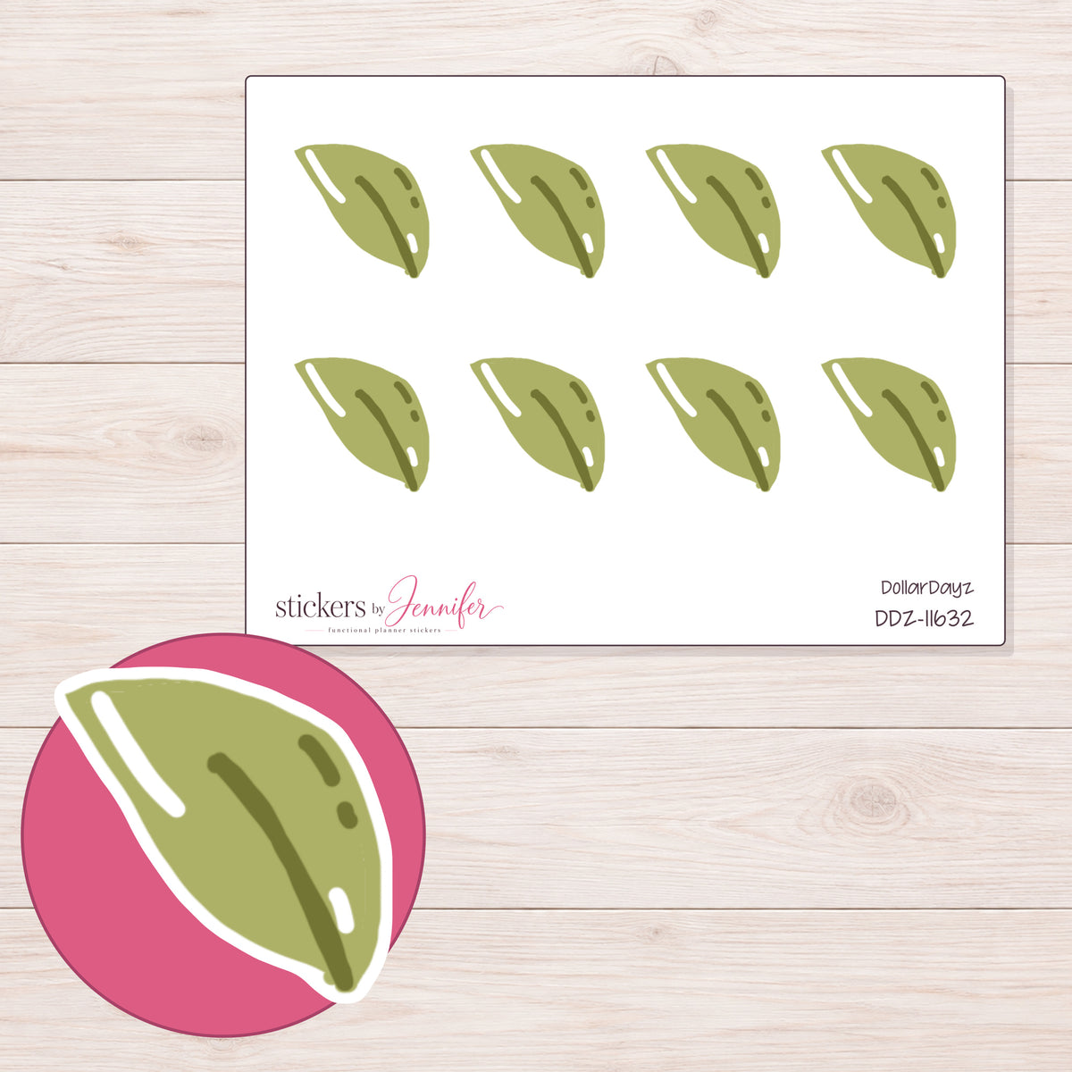 DDZ-11632 planner sticker sheet with enlarged sticker detail