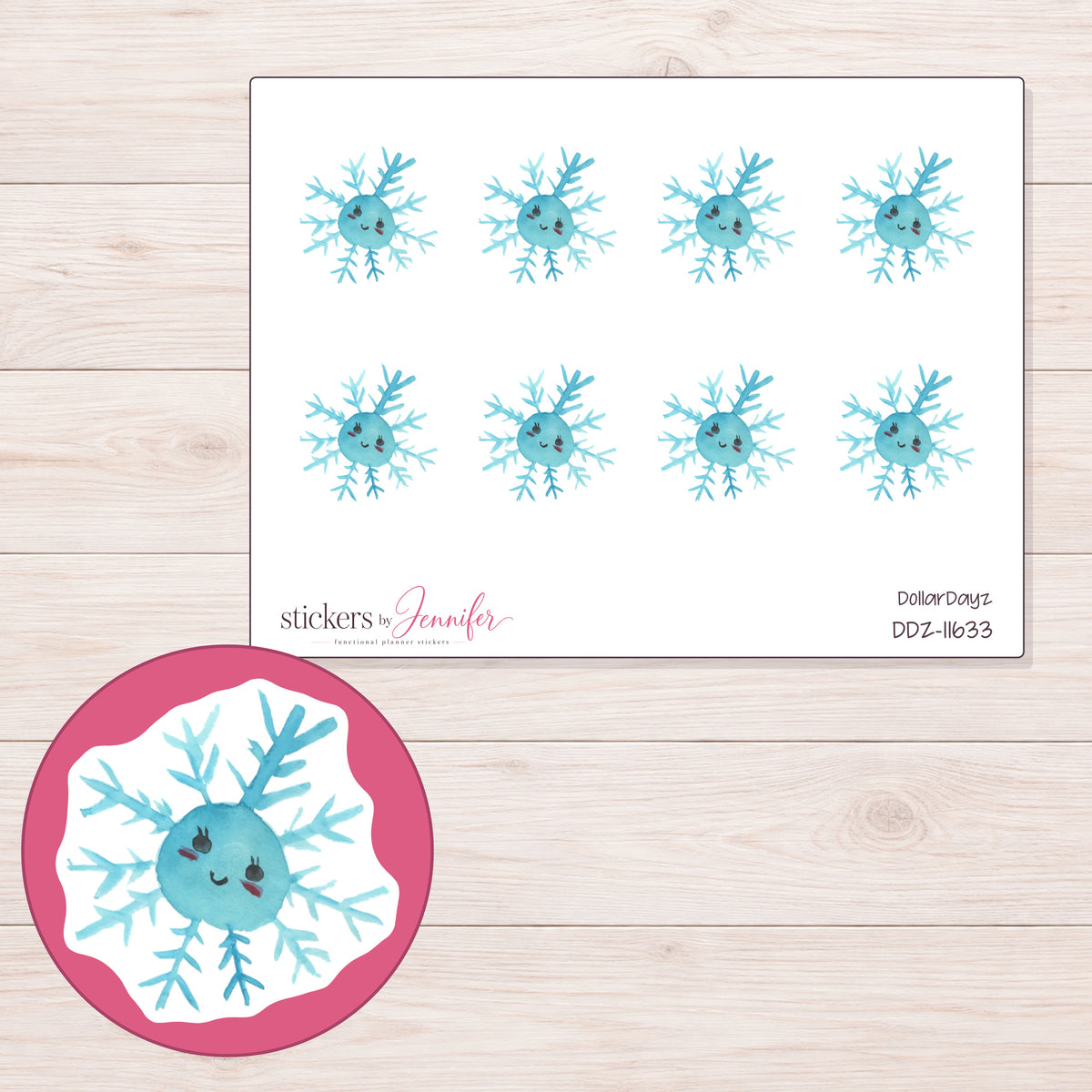 DDZ-11633 planner sticker sheet with enlarged sticker detail