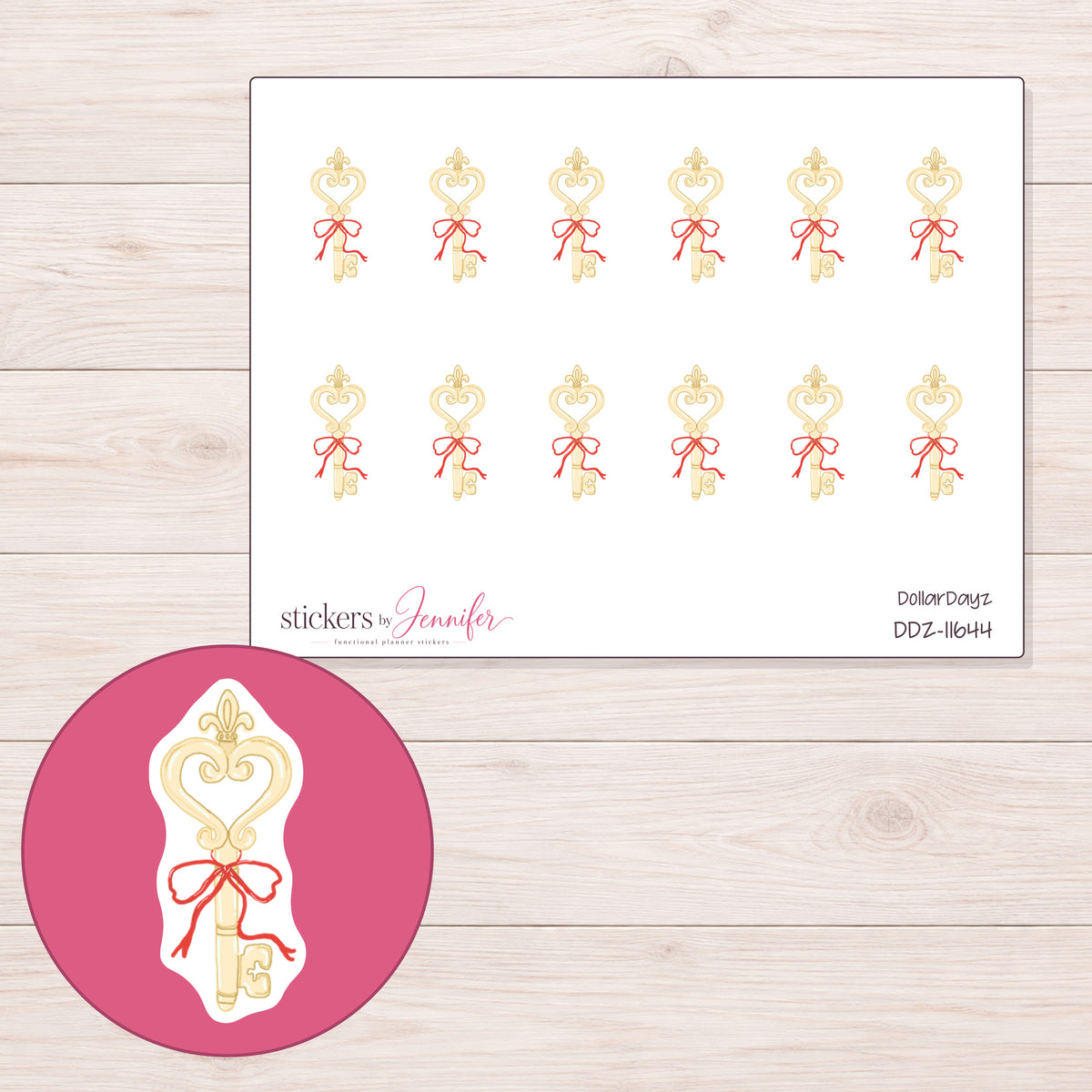 DDZ-11644 planner sticker sheet with enlarged sticker detail