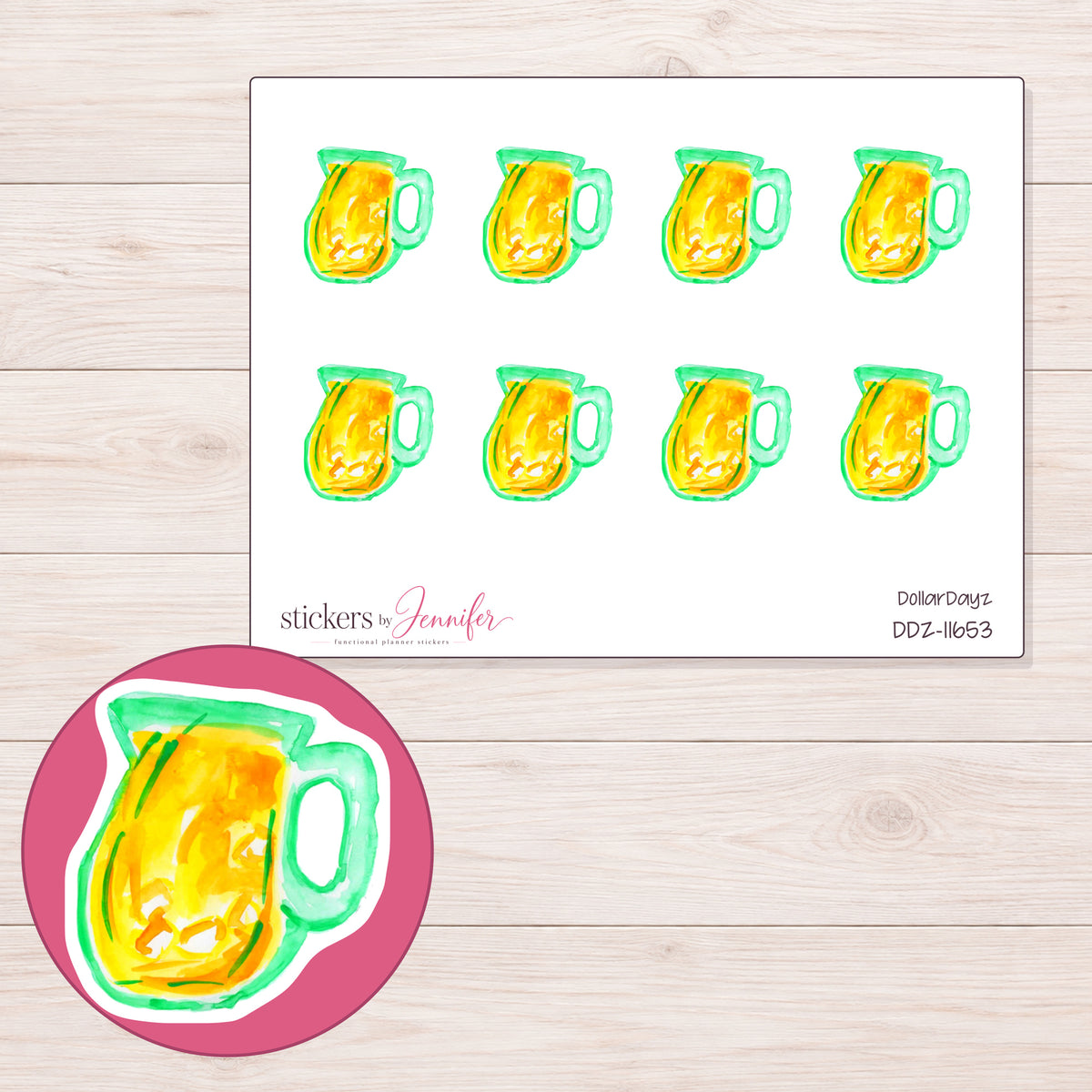 DDZ-11653 planner sticker sheet with enlarged sticker detail