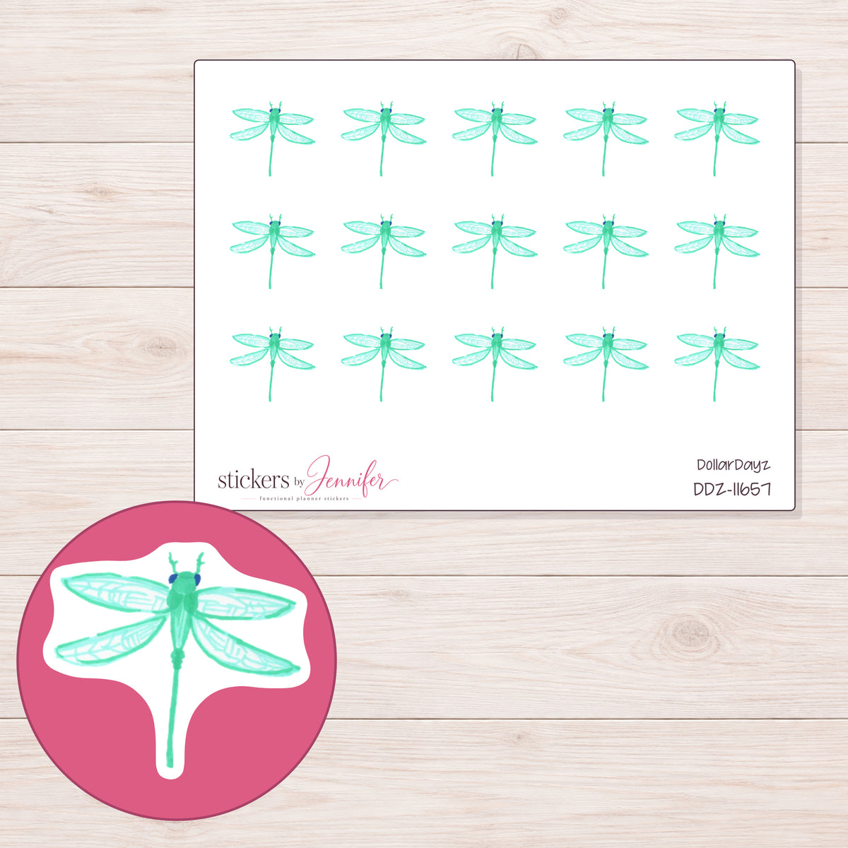DDZ-11657 planner sticker sheet with enlarged sticker detail