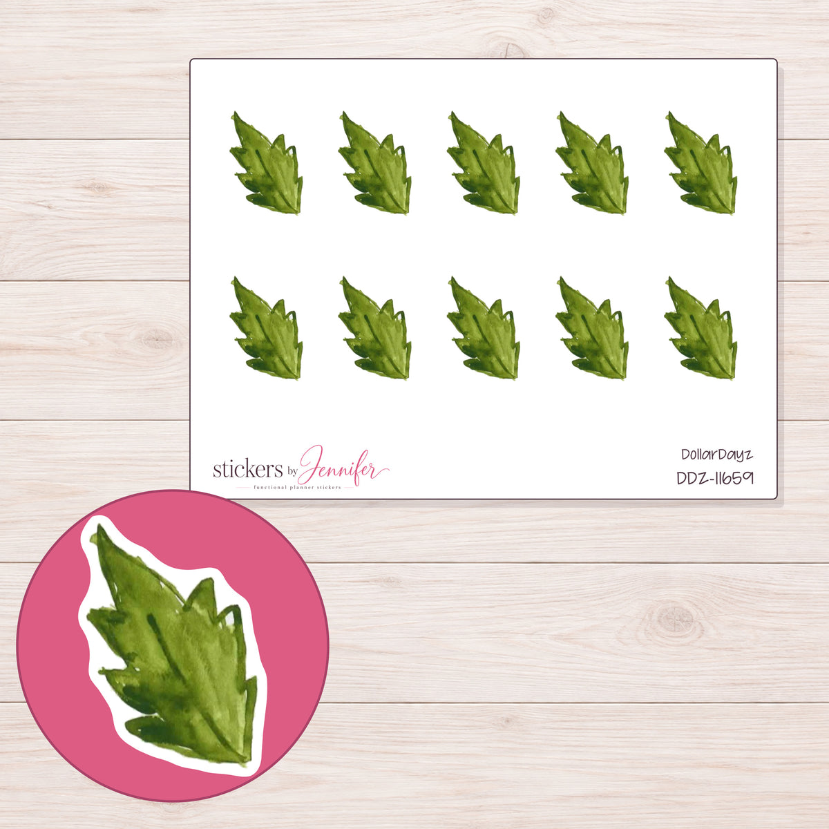 DDZ-11659 planner sticker sheet with enlarged sticker detail