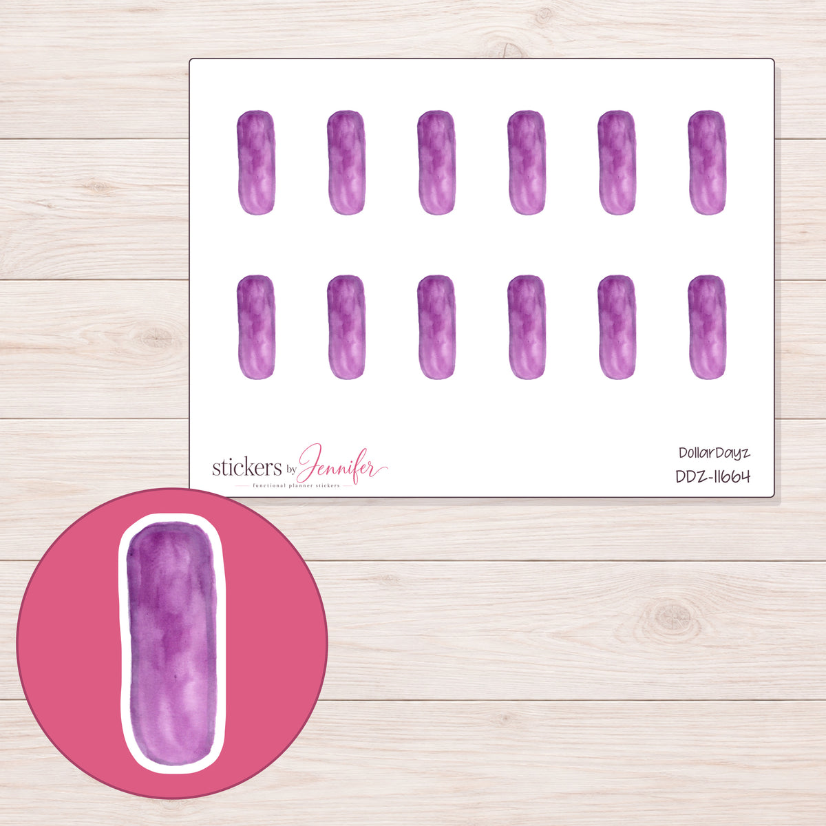 DDZ-11664 planner sticker sheet with enlarged sticker detail