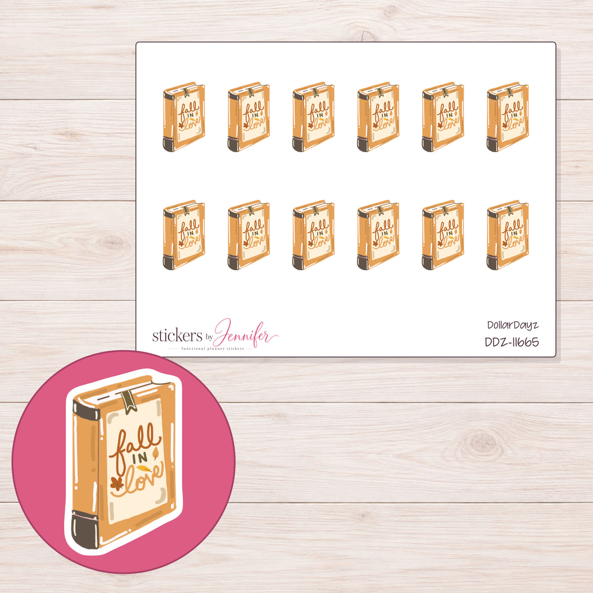 DDZ-11665 planner sticker sheet with enlarged sticker detail