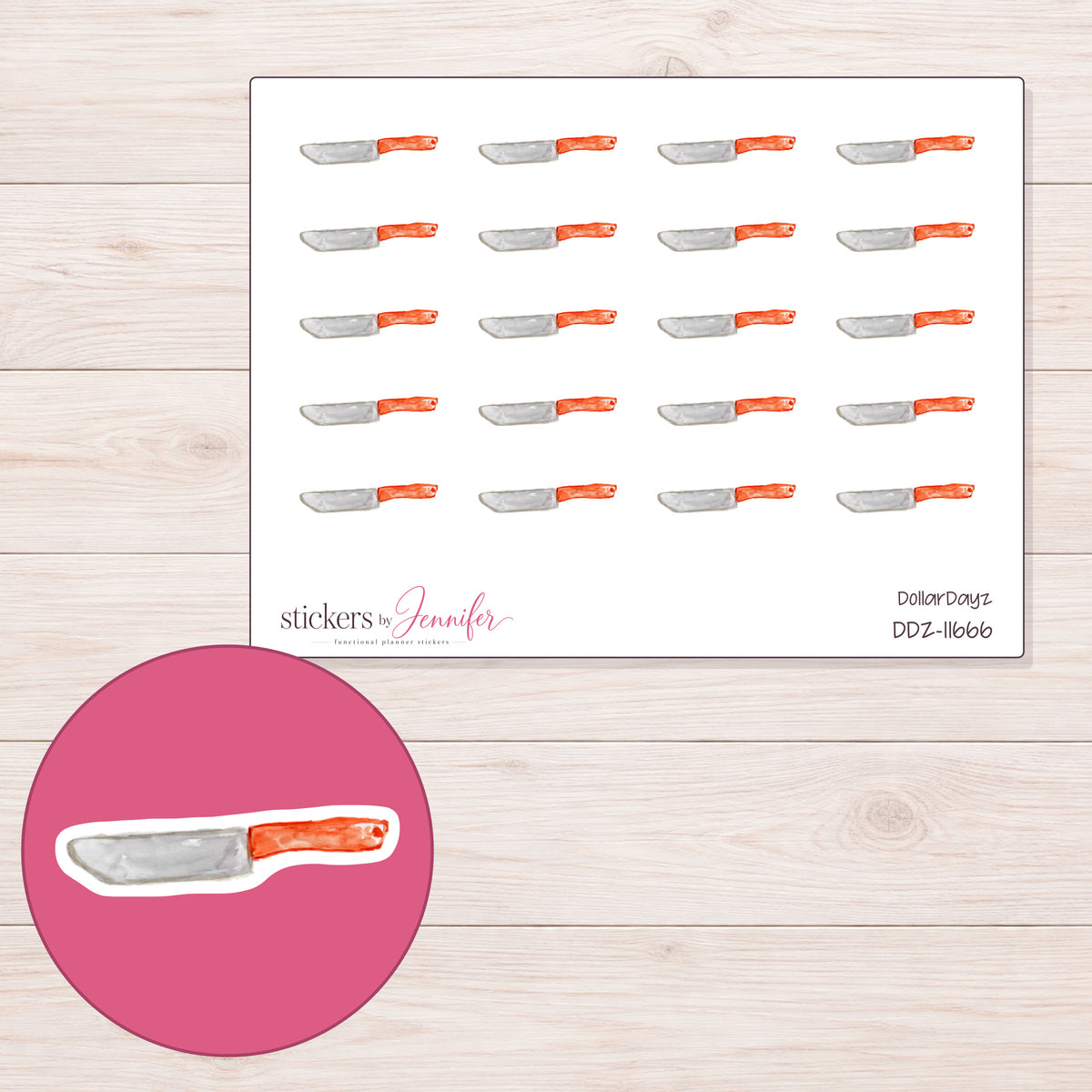 DDZ-11666 planner sticker sheet with enlarged sticker detail