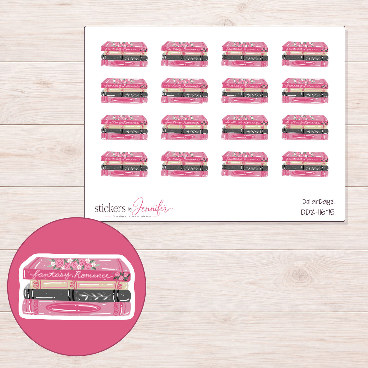 DDZ-11675 planner sticker sheet with enlarged sticker detail