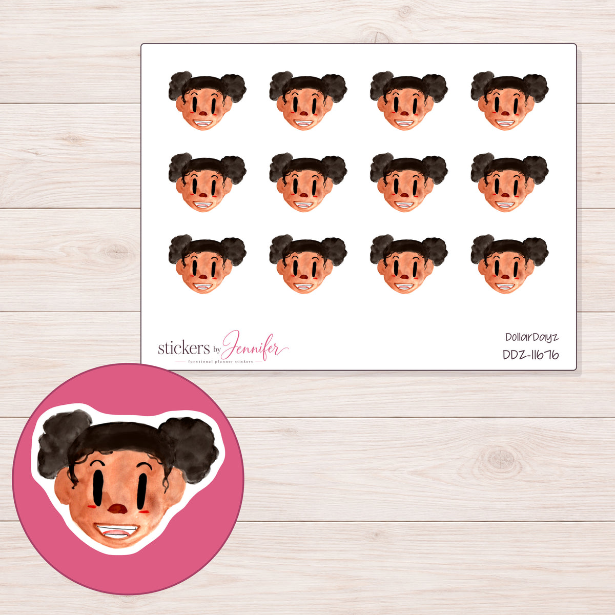 DDZ-11676 planner sticker sheet with enlarged sticker detail