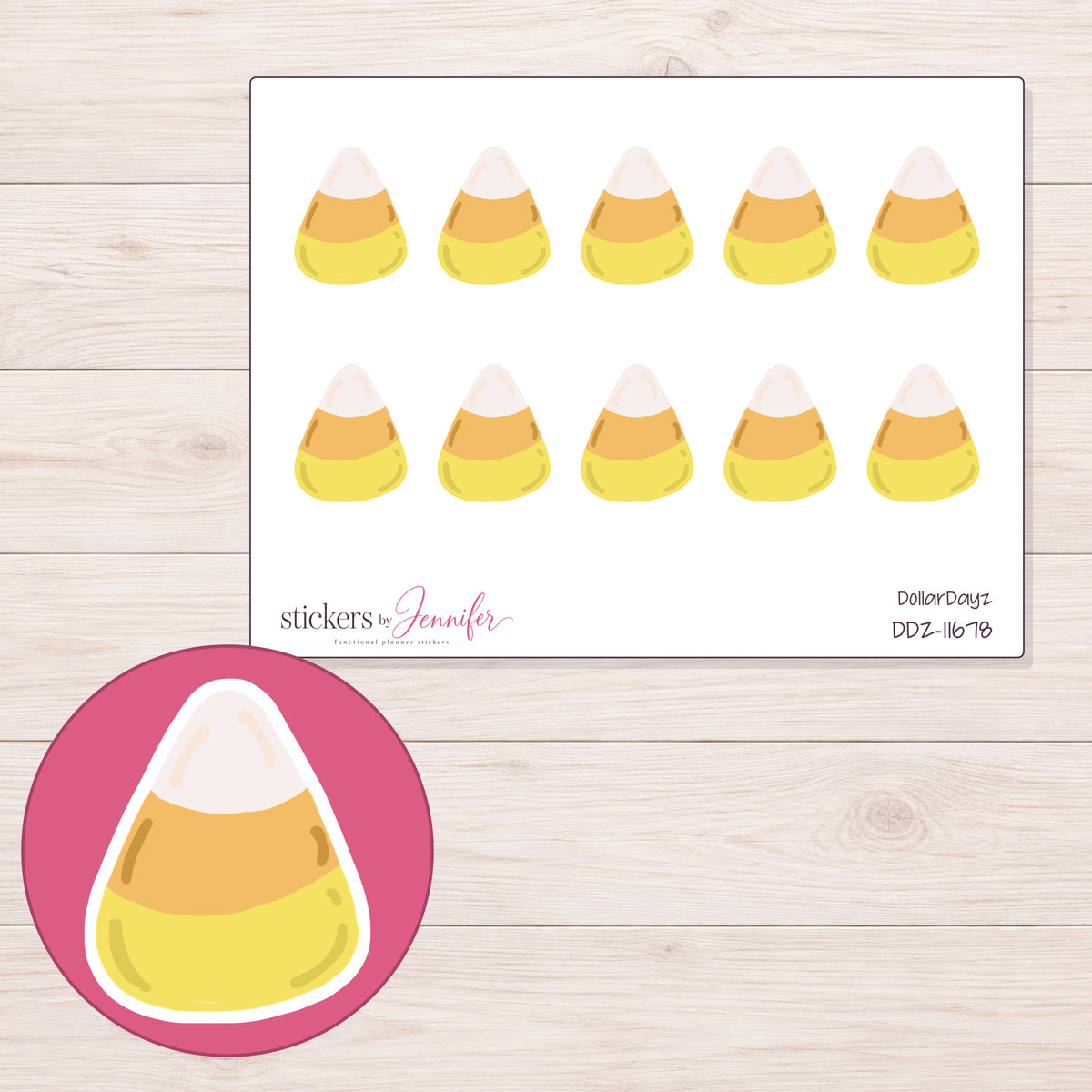 DDZ-11678 planner sticker sheet with enlarged sticker detail
