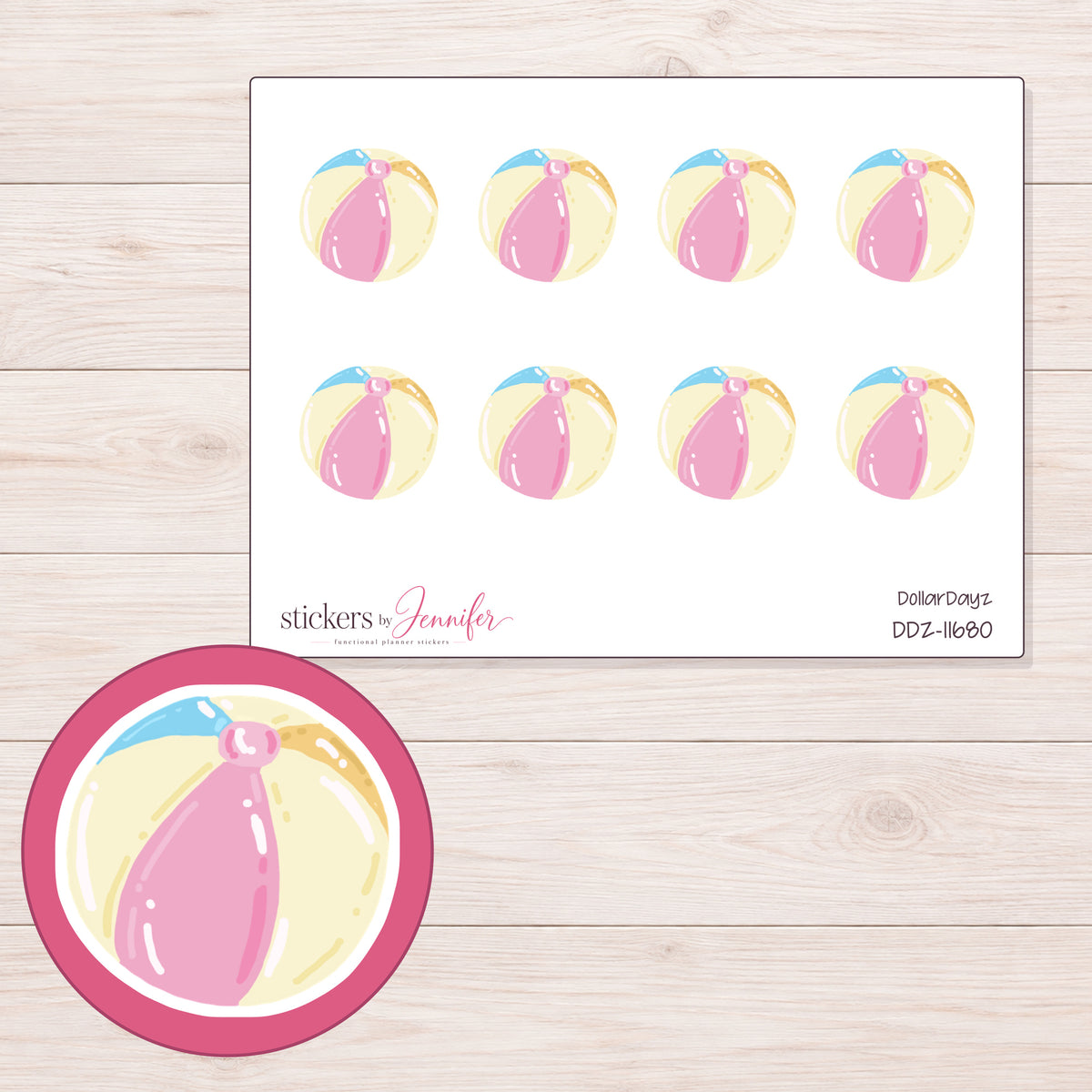 DDZ-11680 planner sticker sheet with enlarged sticker detail