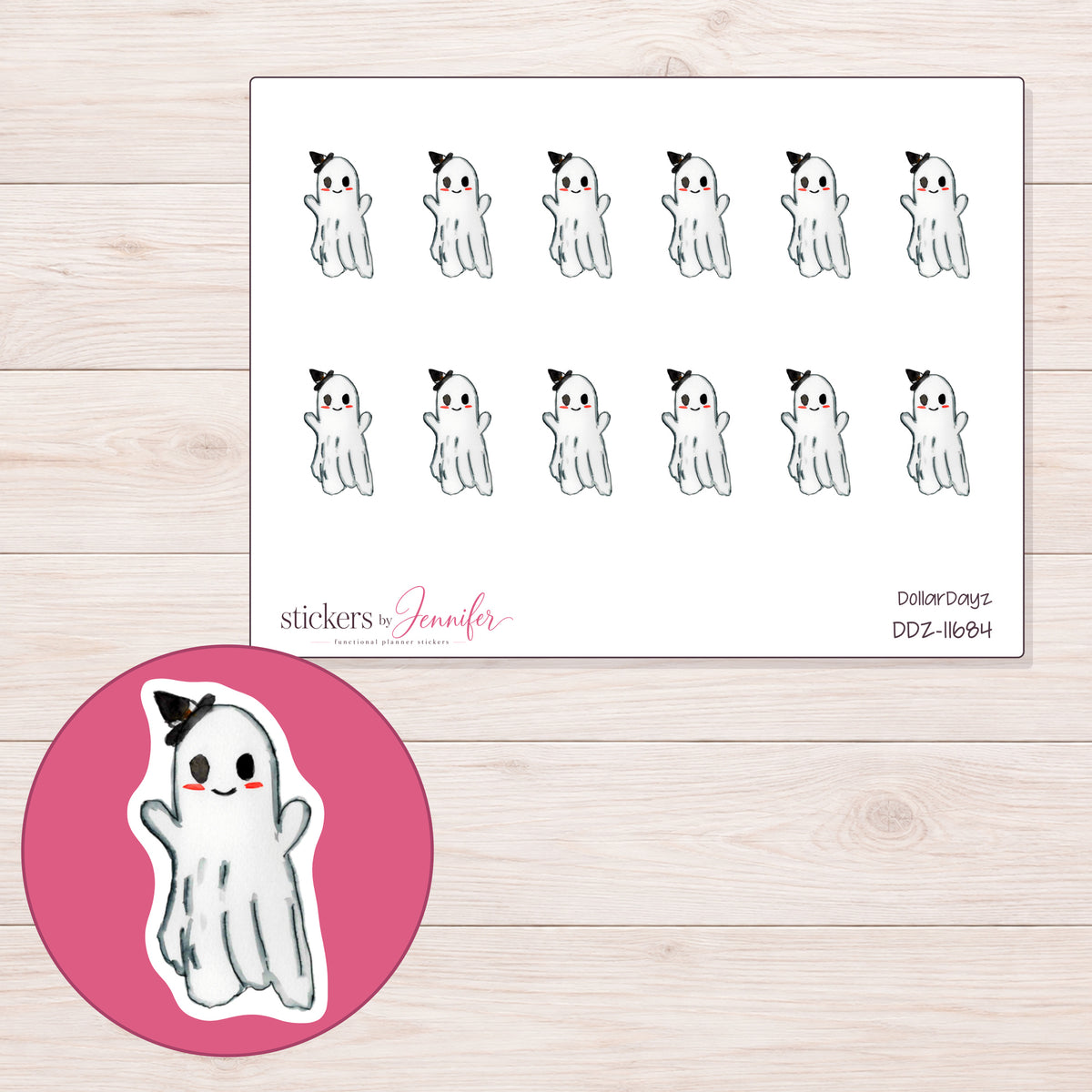 DDZ-11684 planner sticker sheet with enlarged sticker detail