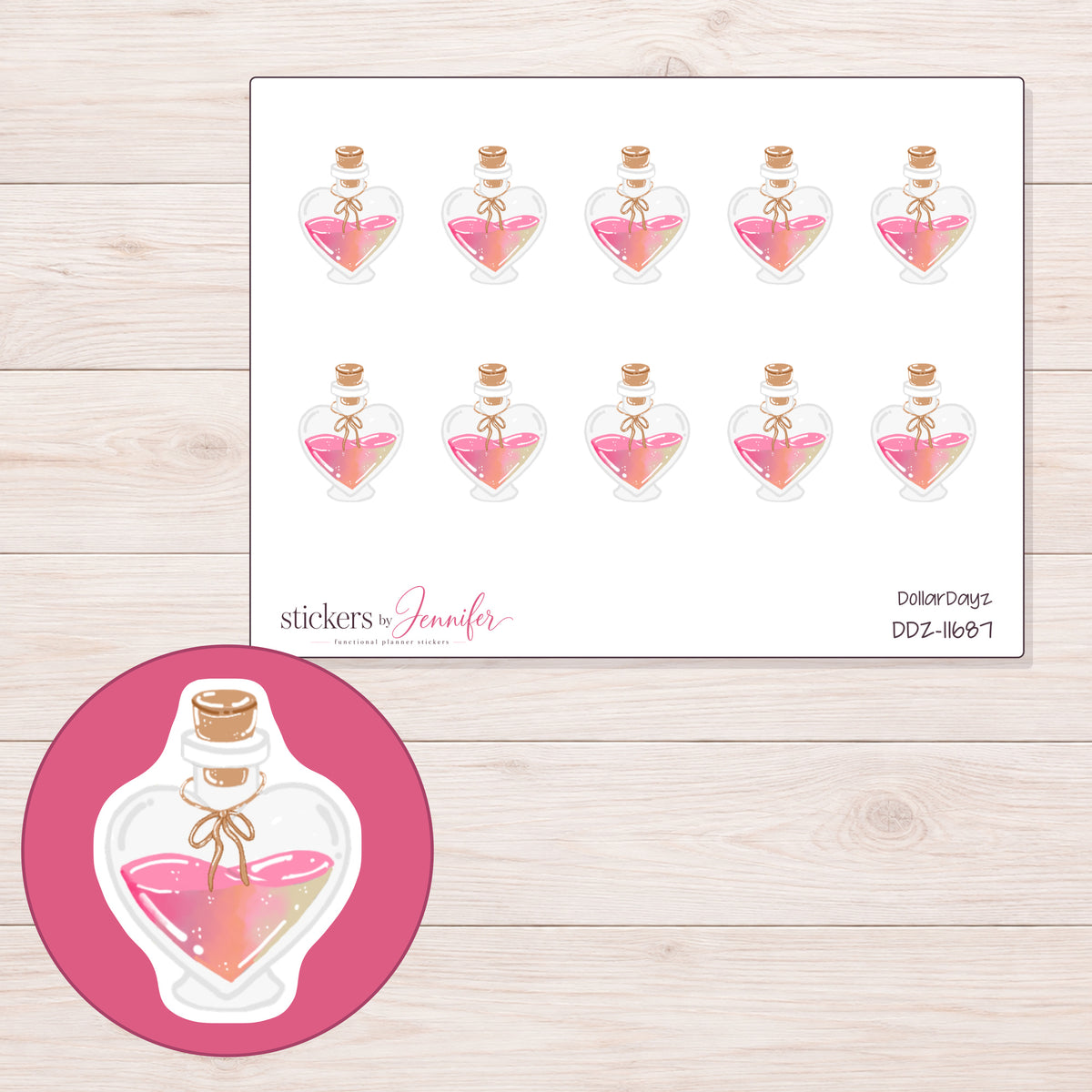 DDZ-11687 planner sticker sheet with enlarged sticker detail
