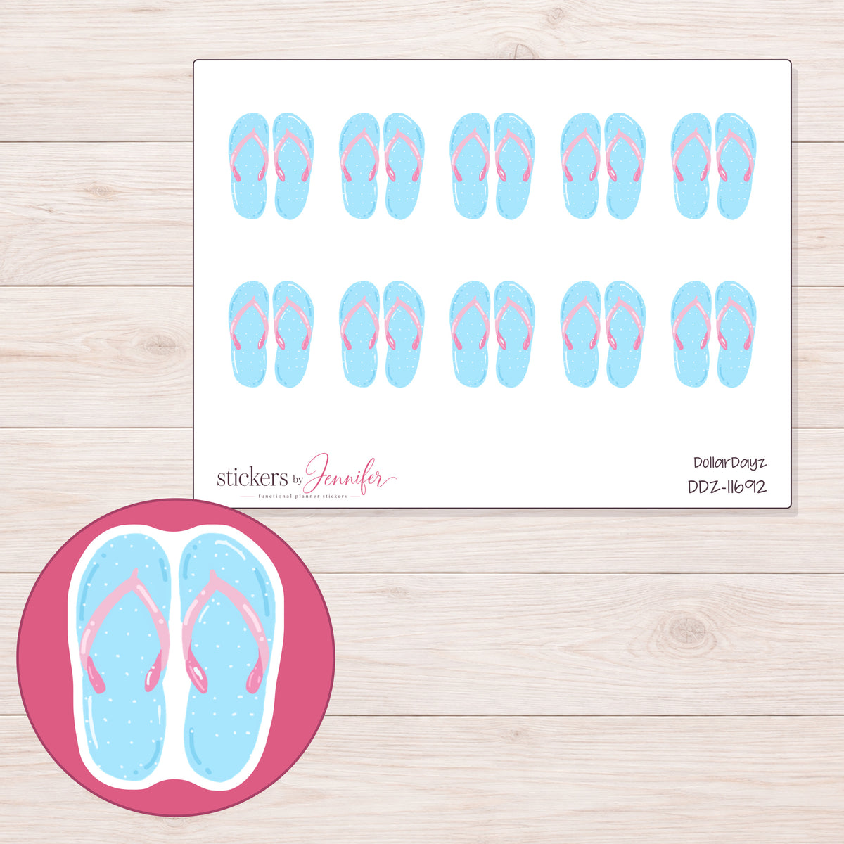 DDZ-11692 planner sticker sheet with enlarged sticker detail