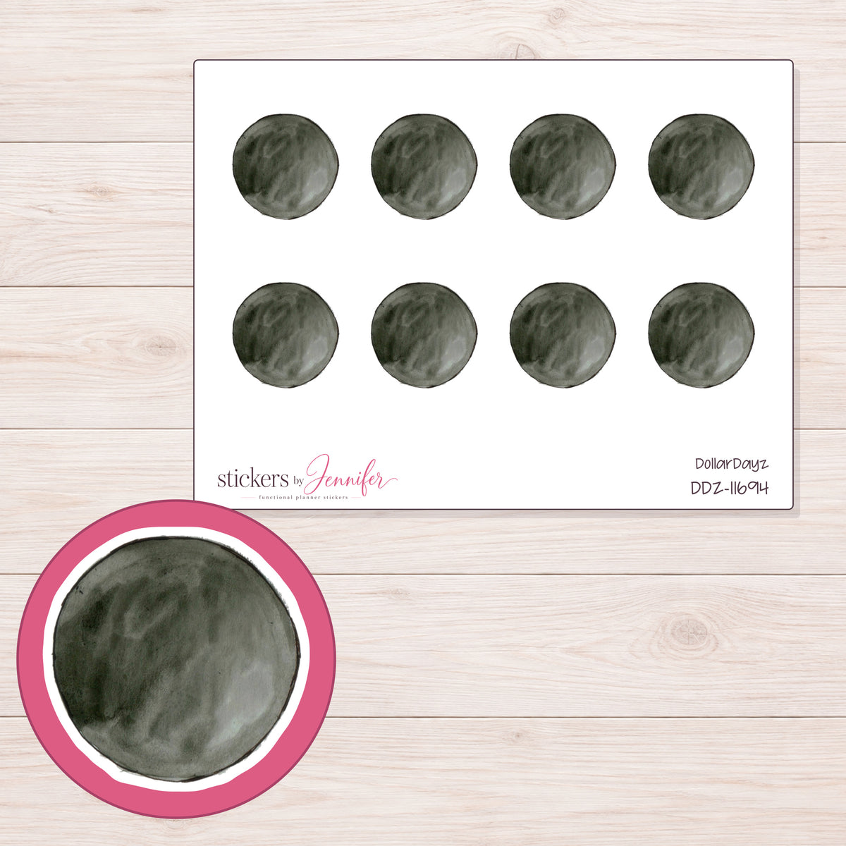 DDZ-11694 planner sticker sheet with enlarged sticker detail