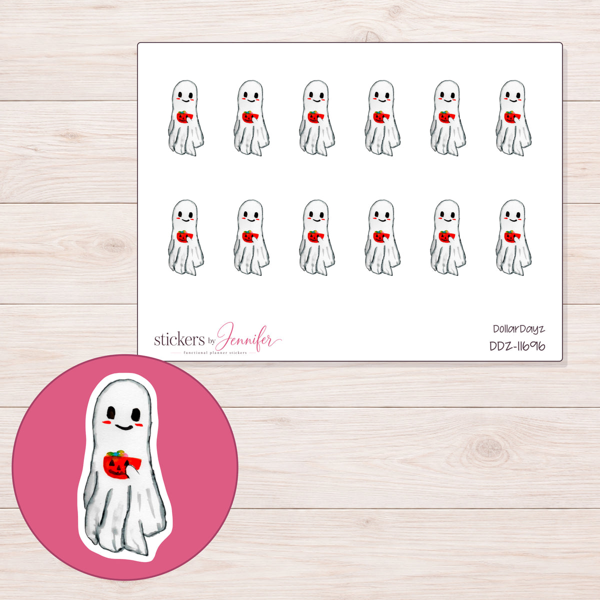 DDZ-11696 planner sticker sheet with enlarged sticker detail